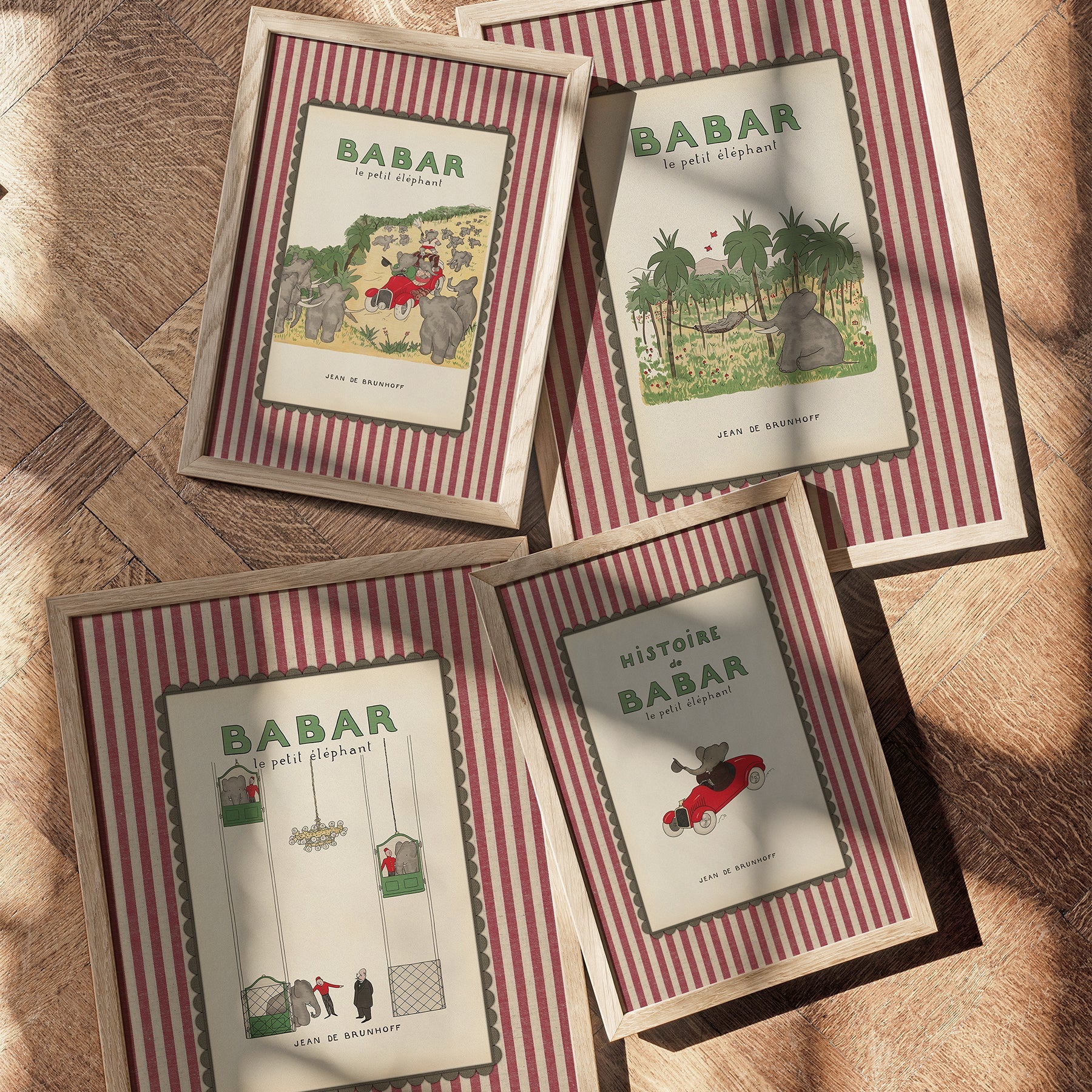 Modern Framed Babar Art Prints | Contemporary Nursery Wall Art