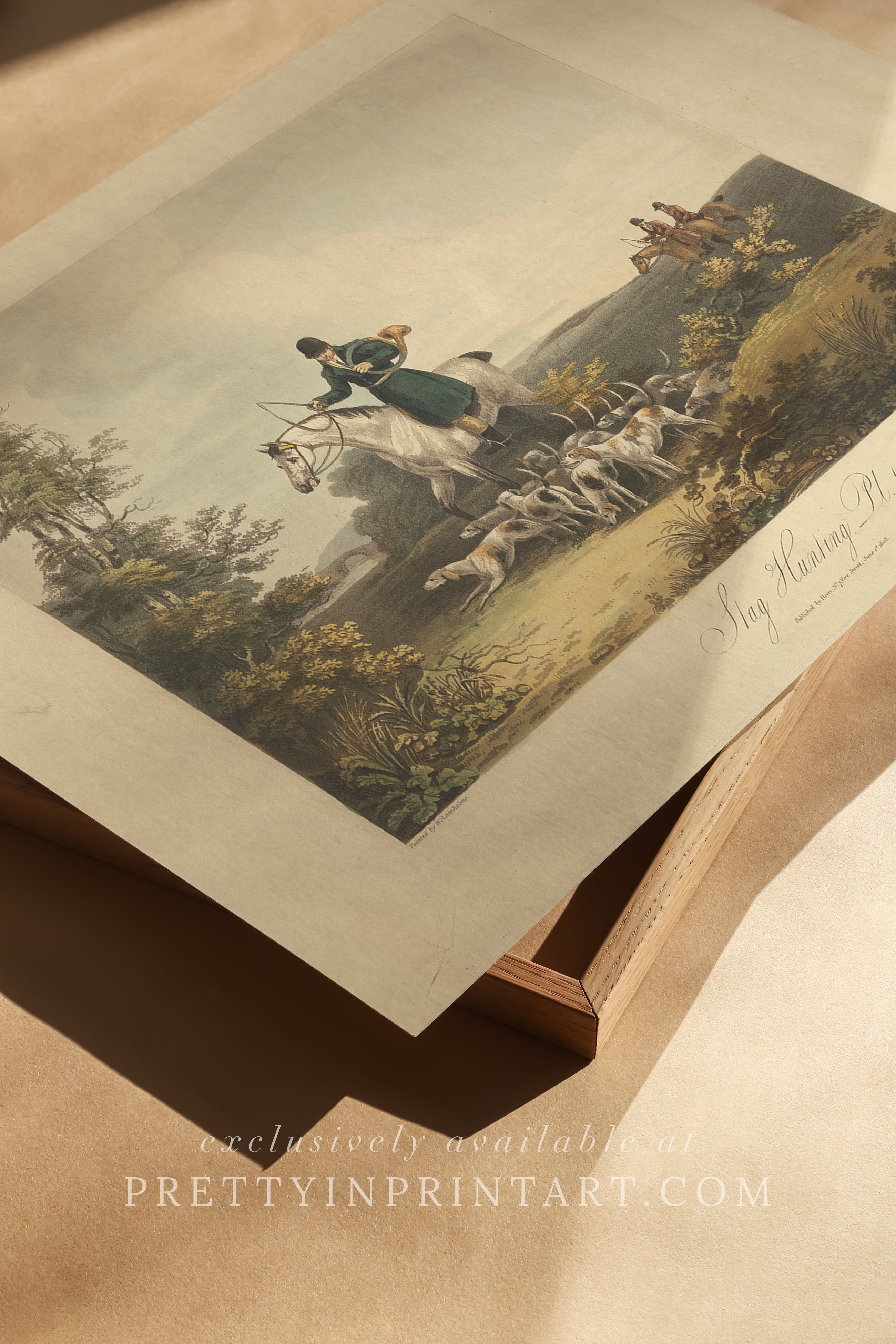 Antique Hunting Scene Art Print – Vintage Equestrian 001 | Unframed