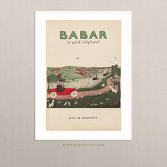 Babar the Elephant Vintage Storybook Art Print – Nursery Wall Art, Unframed (00106)
