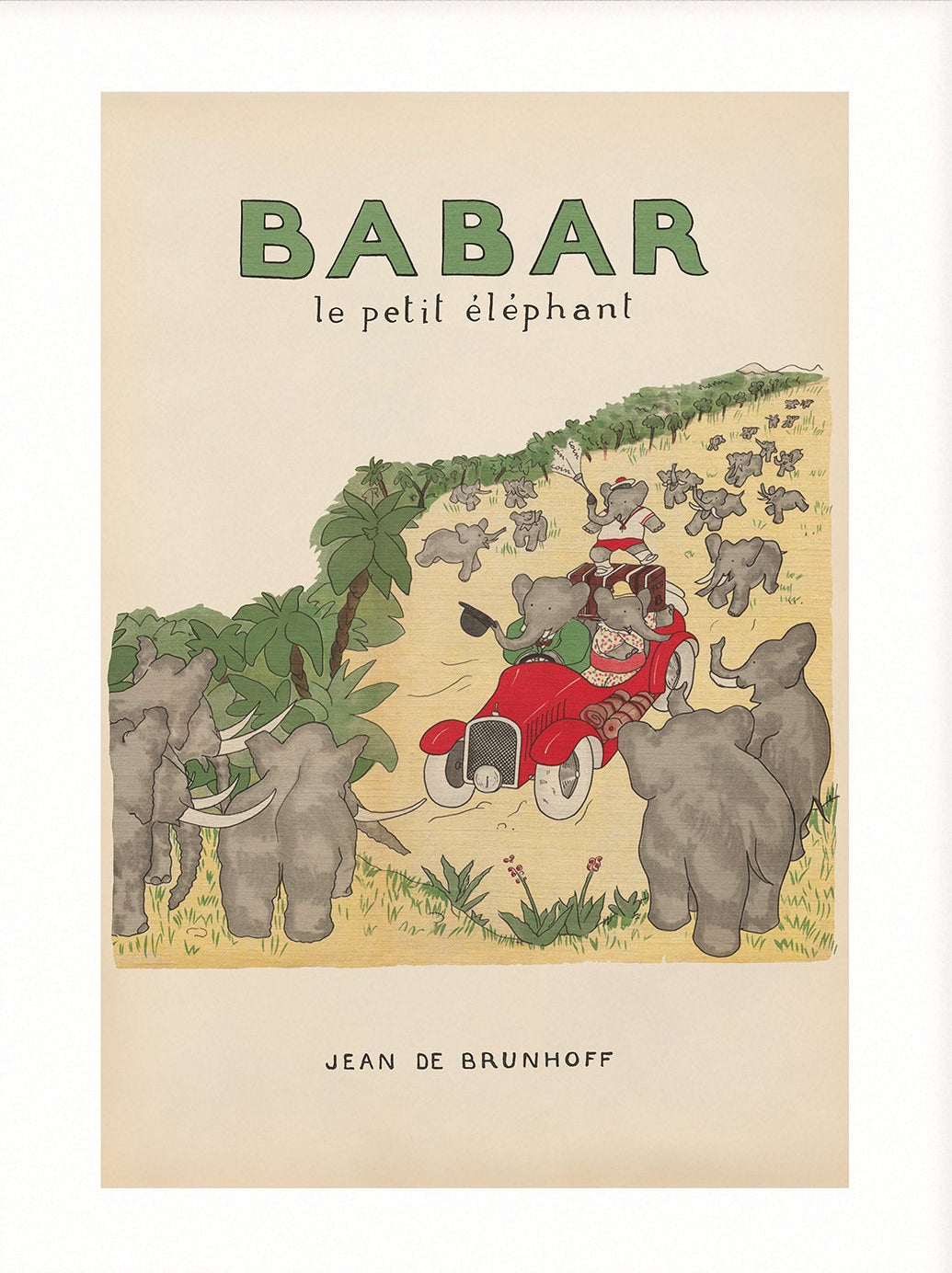 Babar Nursery Art - Babar the Elephant nursery wall art print, Vintage Babar nursery decor for baby’s room, Classic Babar prints for children’s bedrooms
