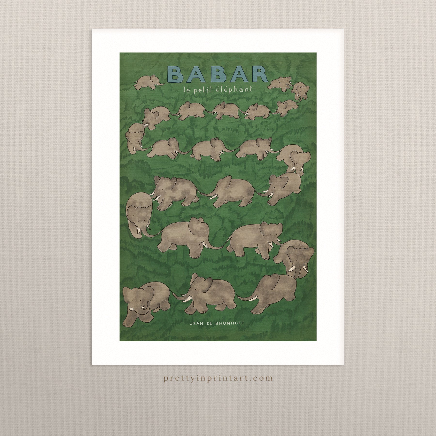 Babar Nursery Art - Babar the Elephant nursery wall art print, Vintage Babar nursery decor for baby’s room, Classic Babar prints for children’s bedrooms