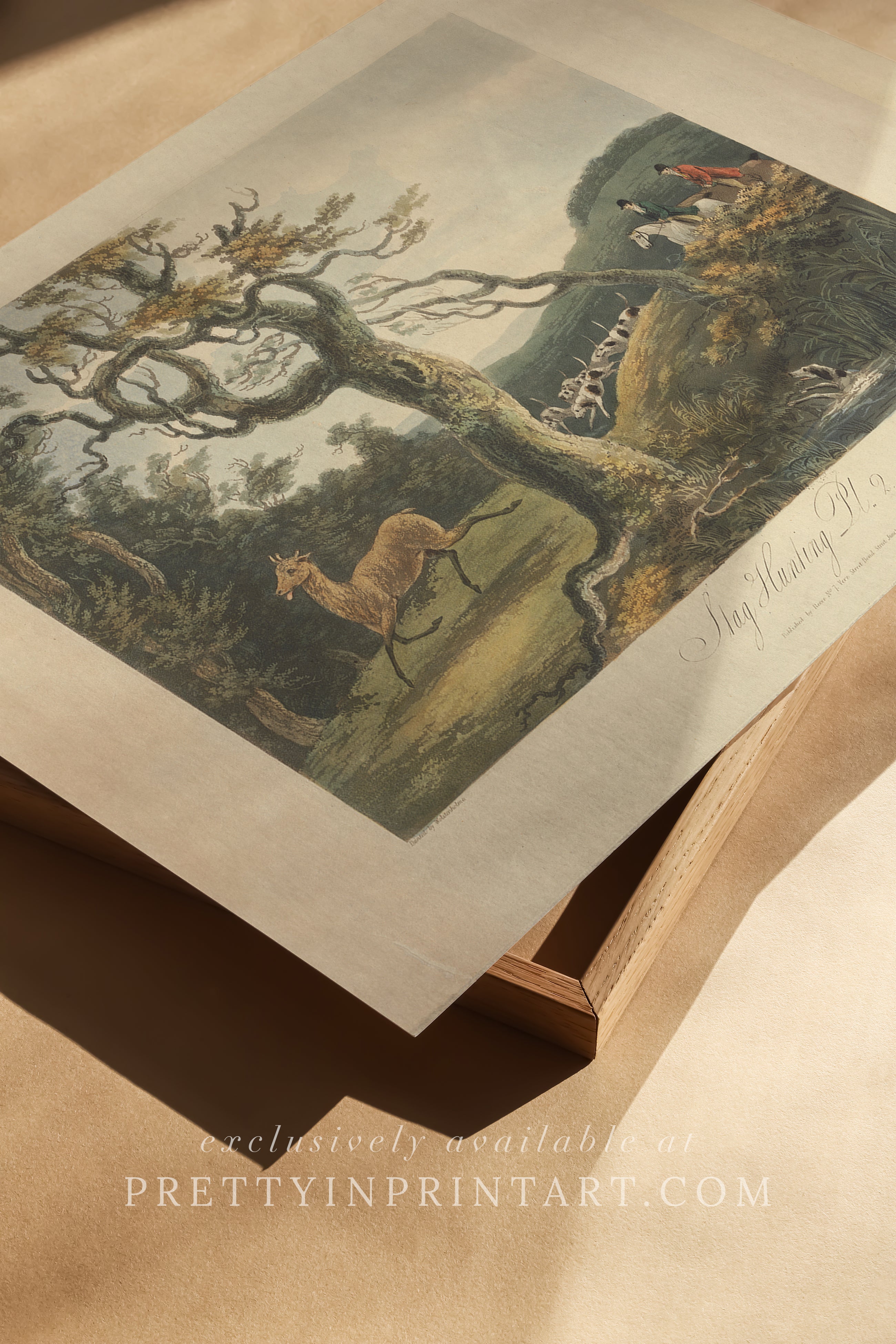 Antique Hunting Scene Art Print – Vintage Equestrian 002 | Unframed