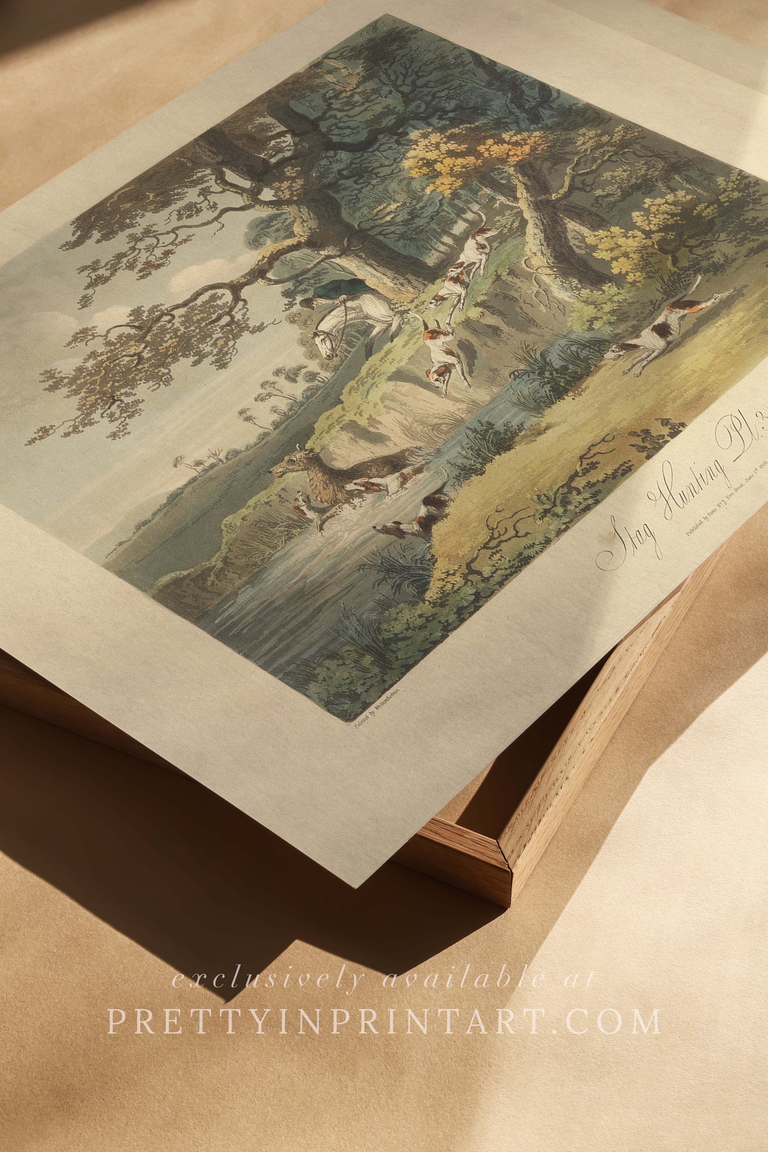 Antique Hunting Scene Art Print – Vintage Equestrian 003 | Unframed