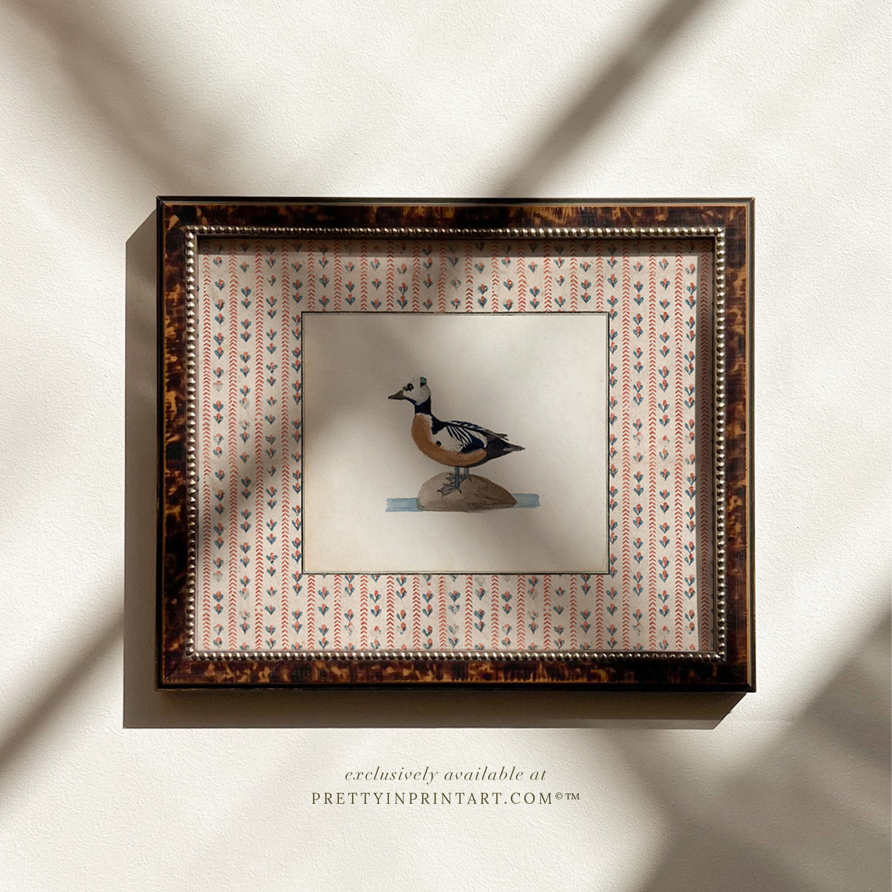 Vintage-style art prints featuring ducks, geese, swans, framed in classic gold or wood frames, perfect for traditional or country-themed vintage nursery, or any room in the home.