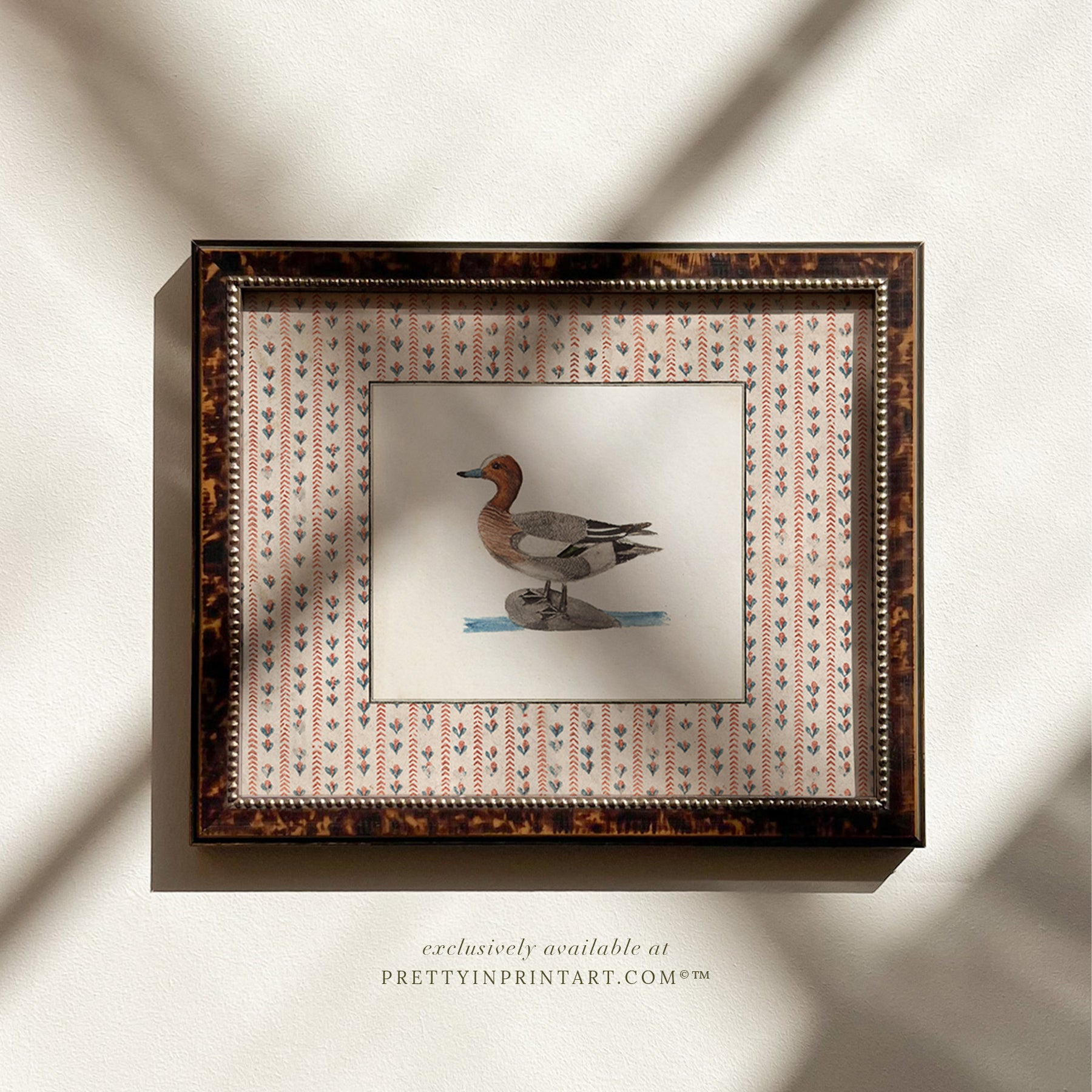 Vintage-style art prints featuring ducks, geese, swans, framed in classic gold or wood frames, perfect for traditional or country-themed vintage nursery, or any room in the home.