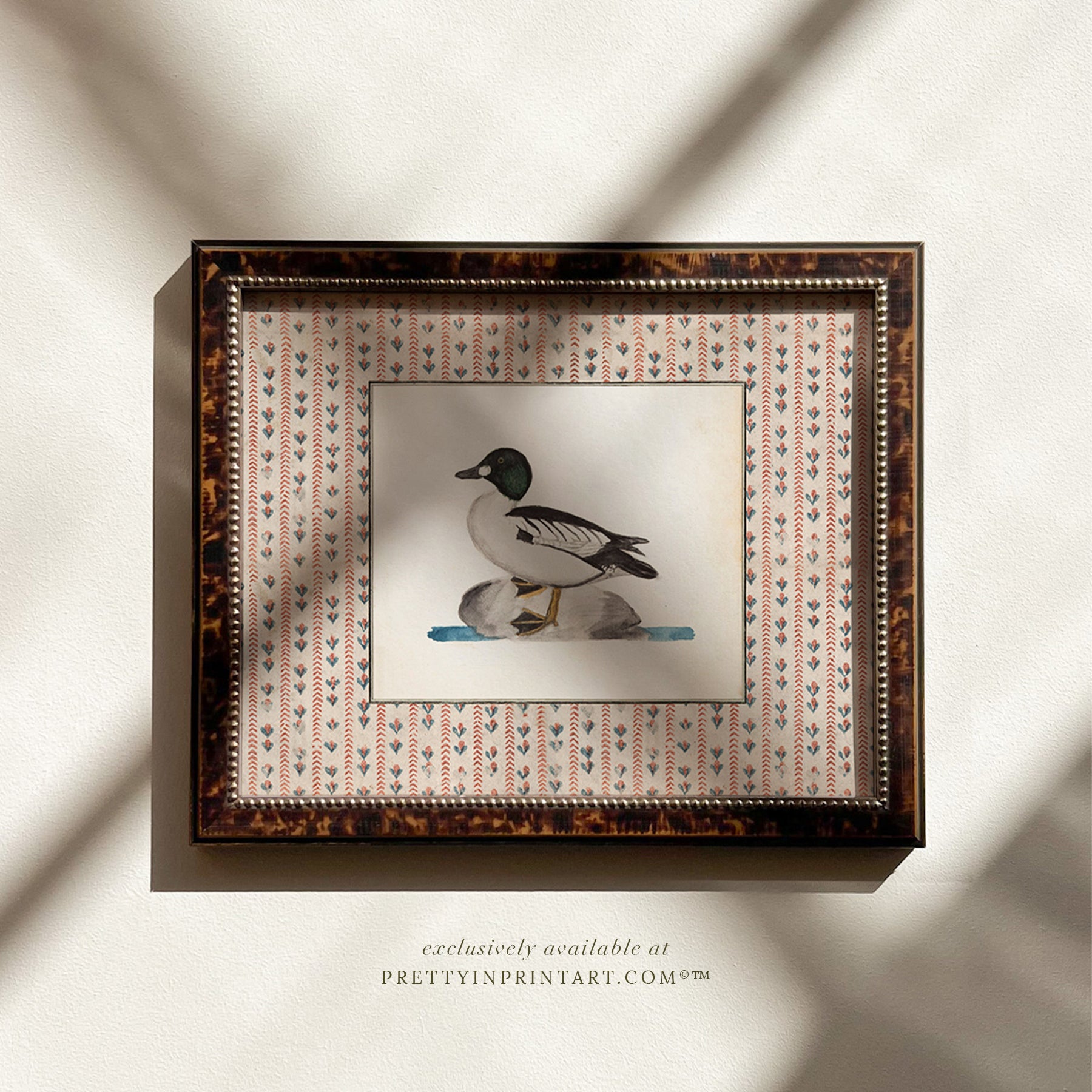 Vintage-style art prints featuring ducks, geese, swans, framed in classic gold or wood frames, perfect for traditional or country-themed vintage nursery, or any room in the home.