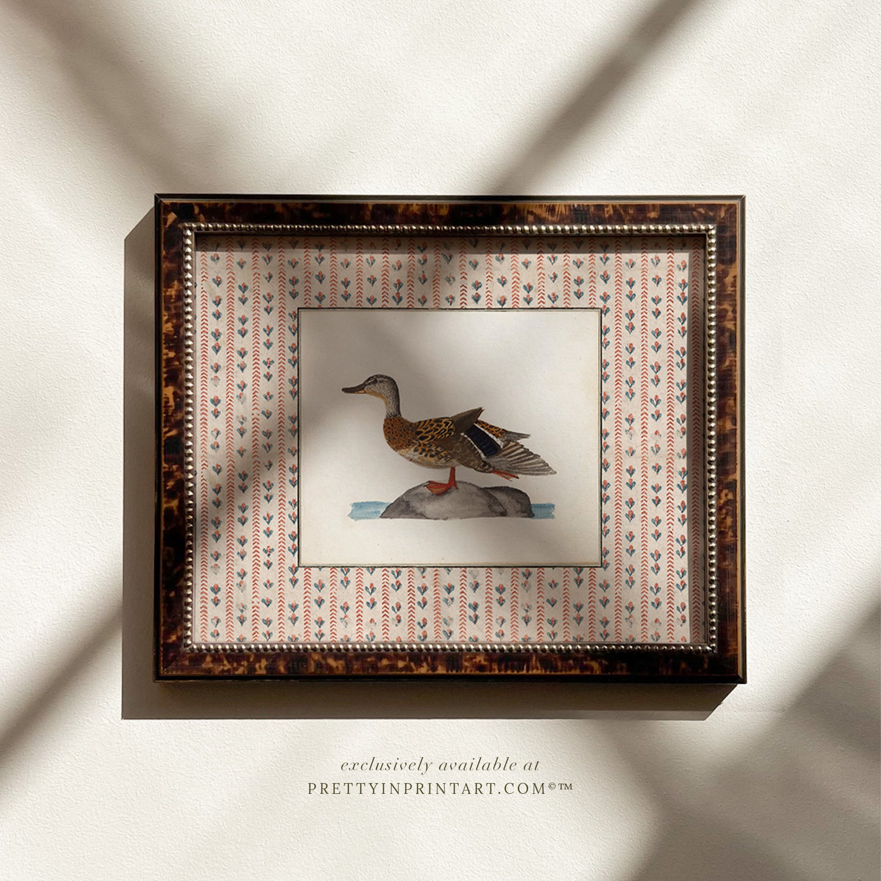 Vintage-style art prints featuring ducks, geese, swans, framed in classic gold or wood frames, perfect for traditional or country-themed vintage nursery, or any room in the home.