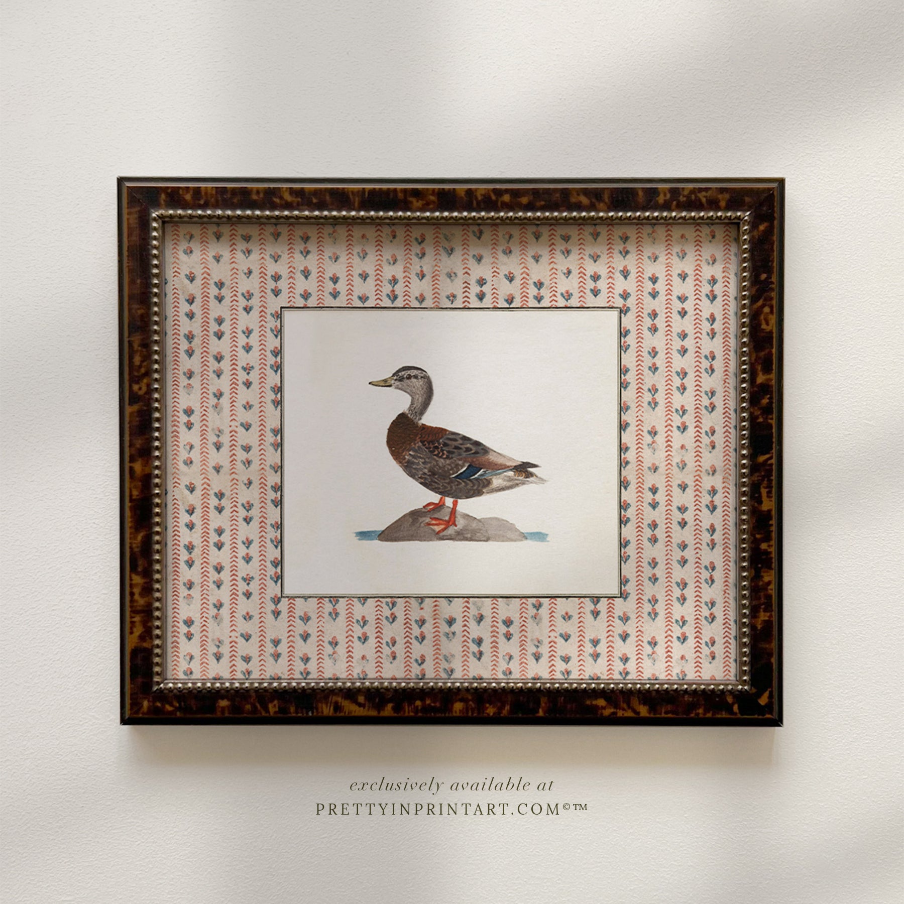 Vintage-style art prints featuring ducks, geese, swans, framed in classic gold or wood frames, perfect for traditional or country-themed vintage nursery, or any room in the home.