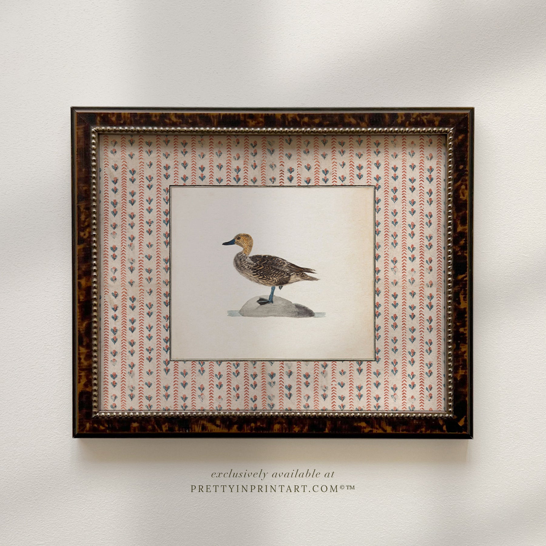 Vintage-style art prints featuring ducks, geese, swans, framed in classic gold or wood frames, perfect for traditional or country-themed vintage nursery, or any room in the home.
