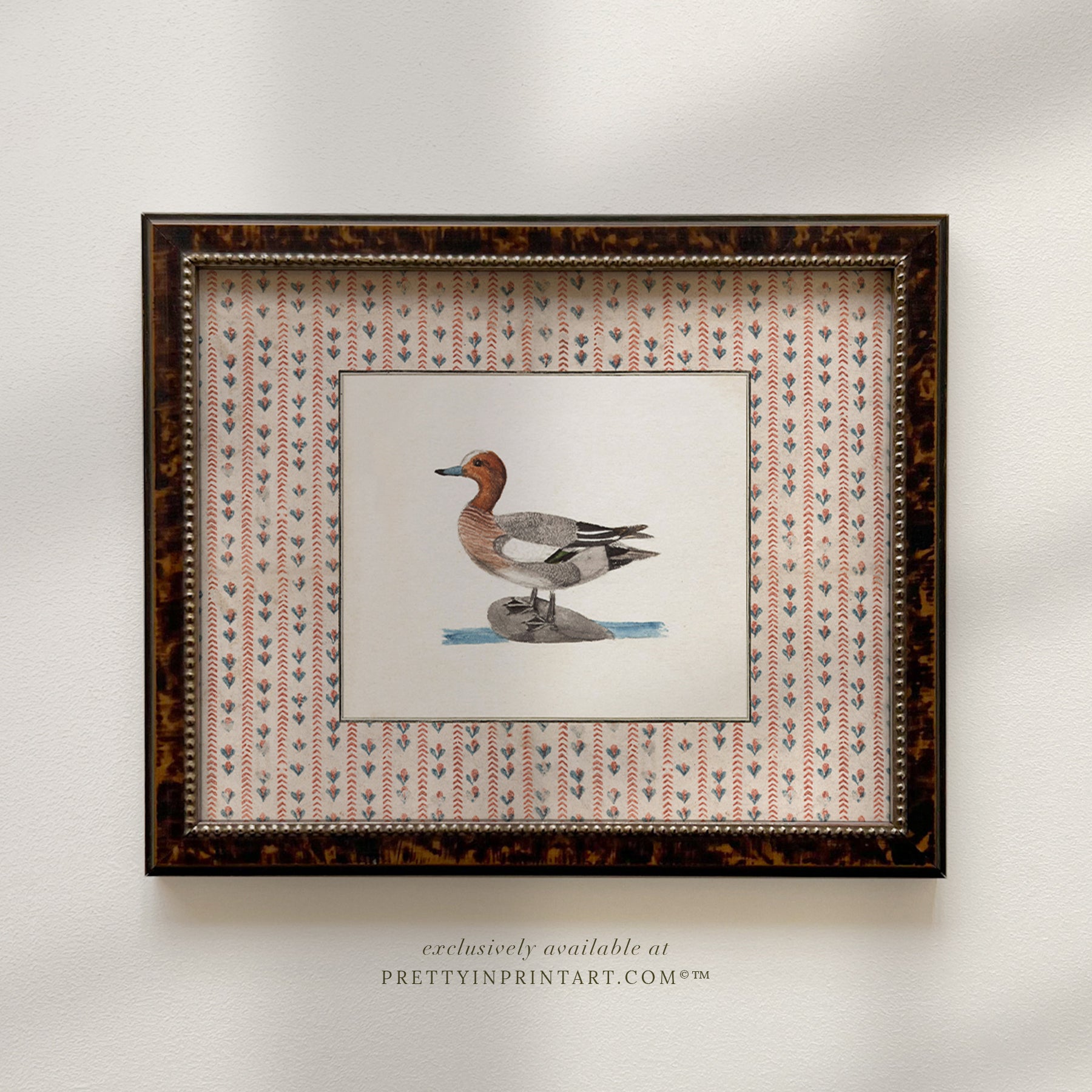 Vintage-style art prints featuring ducks, geese, swans, framed in classic gold or wood frames, perfect for traditional or country-themed vintage nursery, or any room in the home.