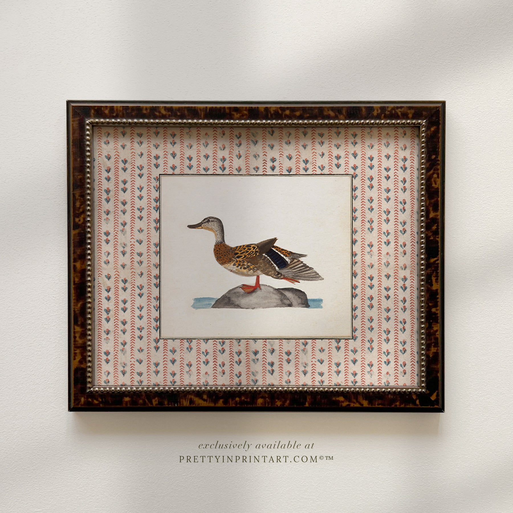 Vintage-style art prints featuring ducks, geese, swans, framed in classic gold or wood frames, perfect for traditional or country-themed vintage nursery, or any room in the home.