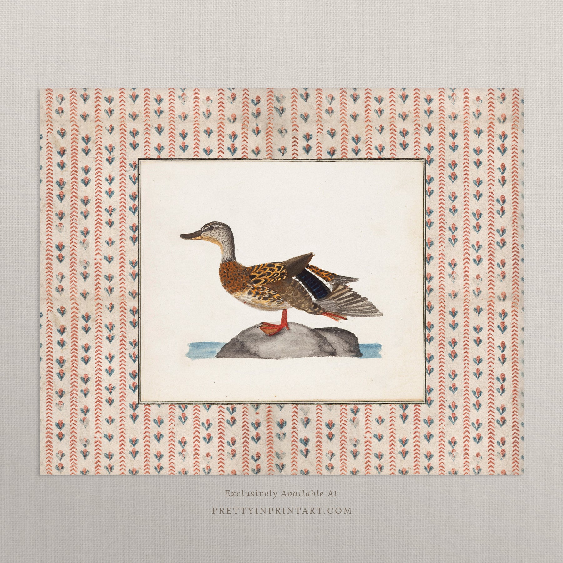 Vintage-style art prints featuring ducks, geese, swans, framed in classic gold or wood frames, perfect for traditional or country-themed vintage nursery, or any room in the home.