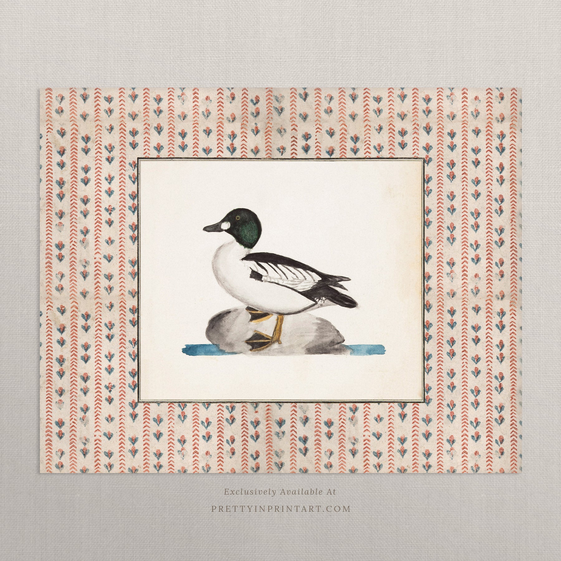 Vintage-style art prints featuring ducks, geese, swans, framed in classic gold or wood frames, perfect for traditional or country-themed vintage nursery, or any room in the home.