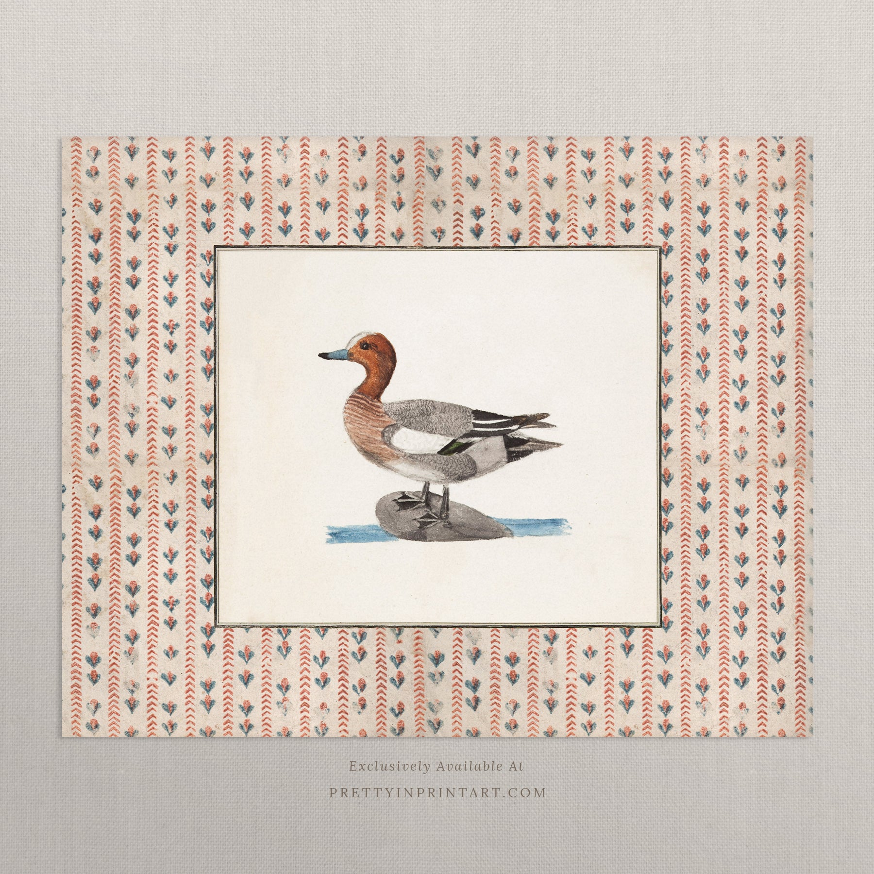 Vintage-style art prints featuring ducks, geese, swans, framed in classic gold or wood frames, perfect for traditional or country-themed vintage nursery, or any room in the home.
