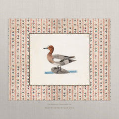 Vintage Duck Art Print – Antique Patterned Border, Farmhouse & Cottagecore Kitchen Wall Decor, Unframed (004)