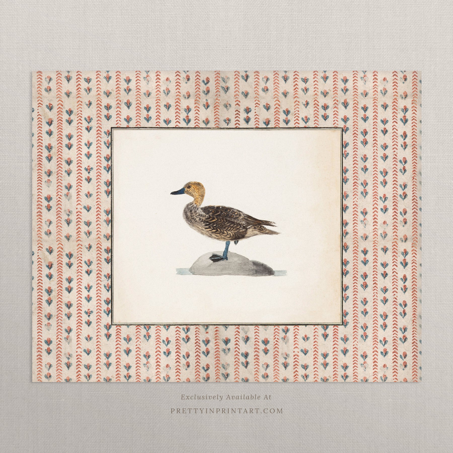 Vintage-style art prints featuring ducks, geese, swans, framed in classic gold or wood frames, perfect for traditional or country-themed vintage nursery, or any room in the home.
