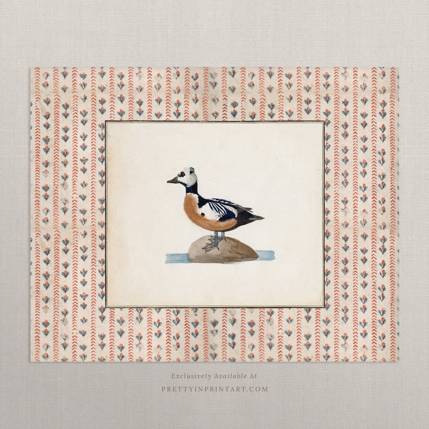 Vintage-style art prints featuring ducks, geese, swans, framed in classic gold or wood frames, perfect for traditional or country-themed vintage nursery, or any room in the home.
