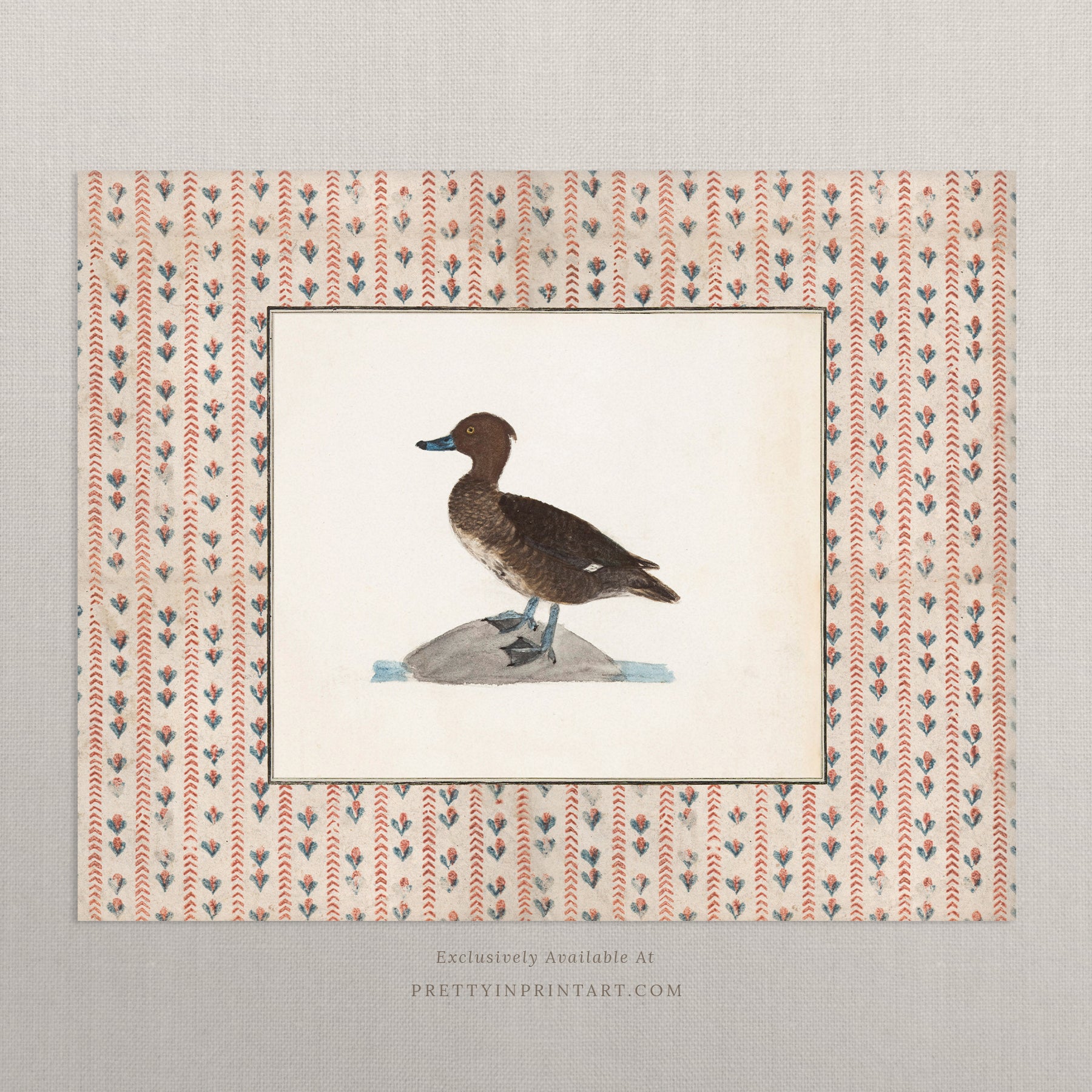 Vintage-style art prints featuring ducks, geese, swans, framed in classic gold or wood frames, perfect for traditional or country-themed vintage nursery, or any room in the home.