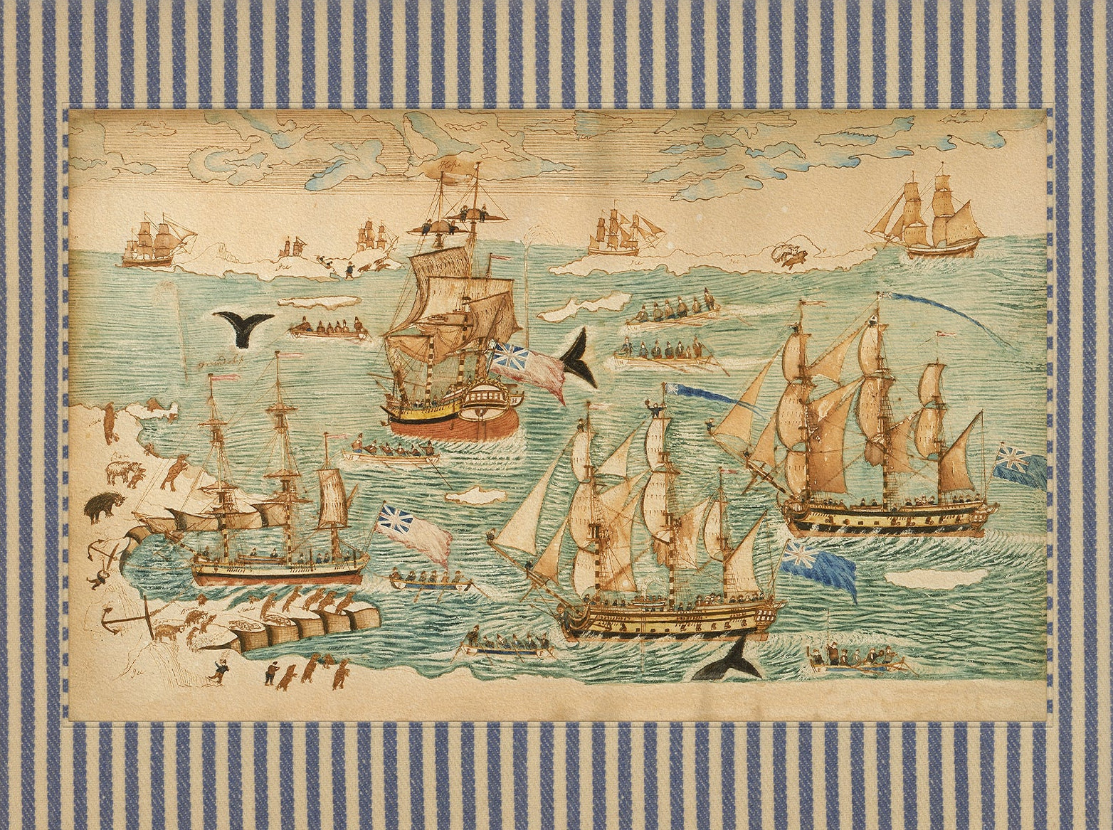 Vintage Ships at Sea Art | Unframed