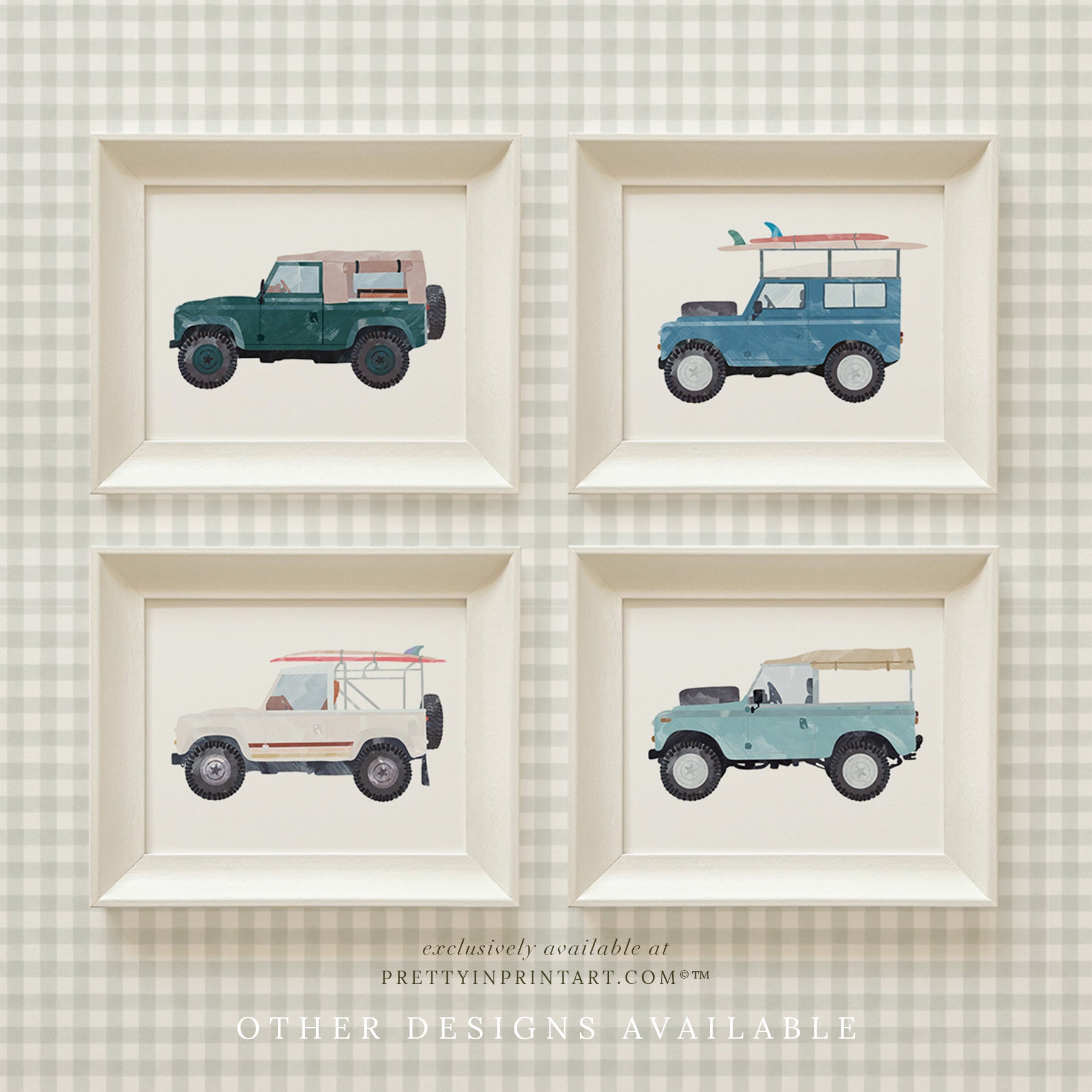 Land Rover Defender Art, Green | Framed (Hollyhock Little Greene 00304)