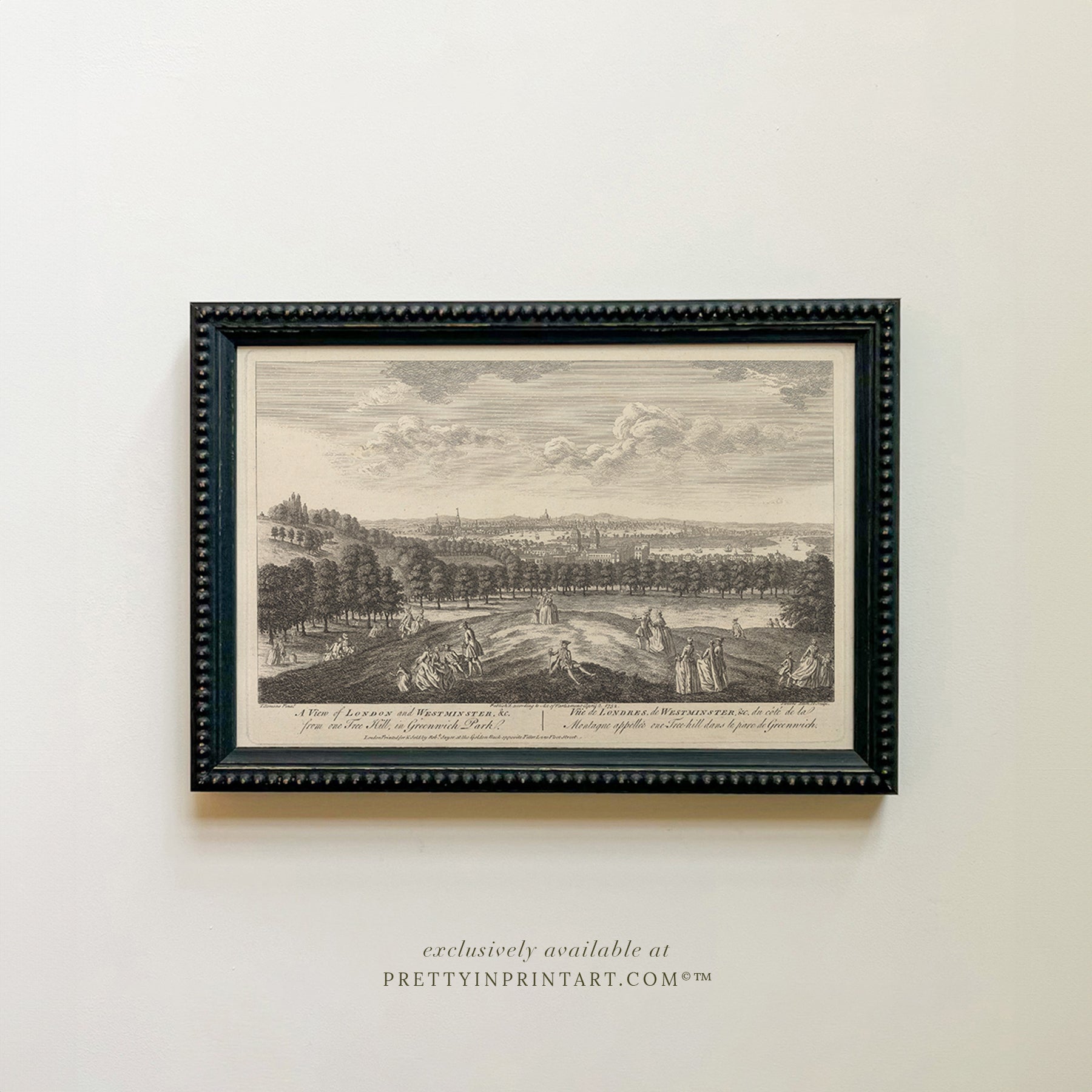 Framed Vintage Landscape Etching | Greenwich Park 001
