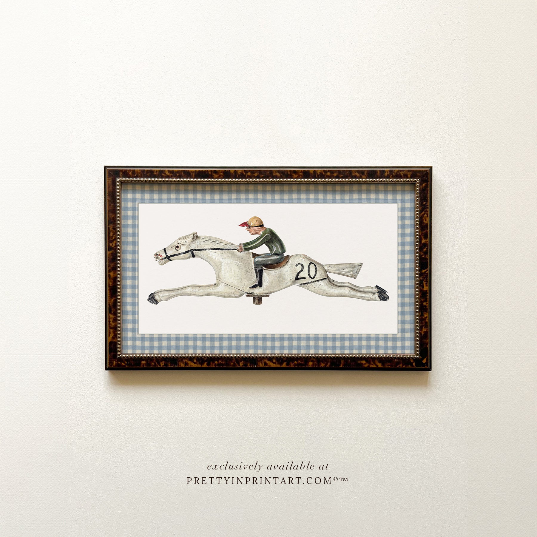 Vintage horse nursery art in classic picture frame Equestrian nursery prints Horse wall art for nursery Antique horse prints for nursery Vintage equestrian nursery decor Pony nursery art print Traditional horse nursery artwork Storybook horse illustration