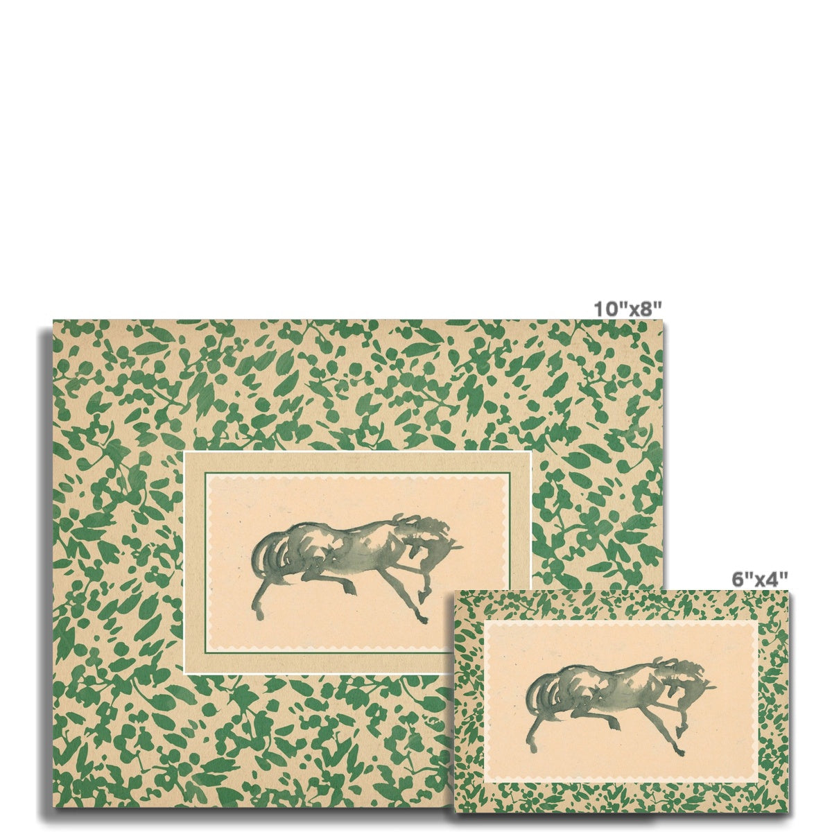 Horse Art, Dark Green, 00632 | Unframed