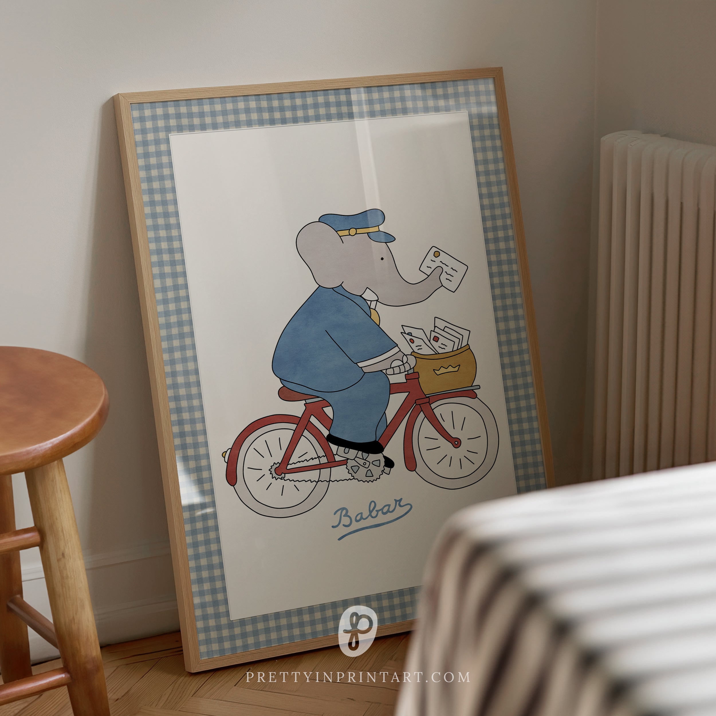 Babar Nursery Art - Babar the Elephant nursery wall art print, Vintage Babar nursery decor for baby’s room, Classic Babar prints for children’s bedrooms