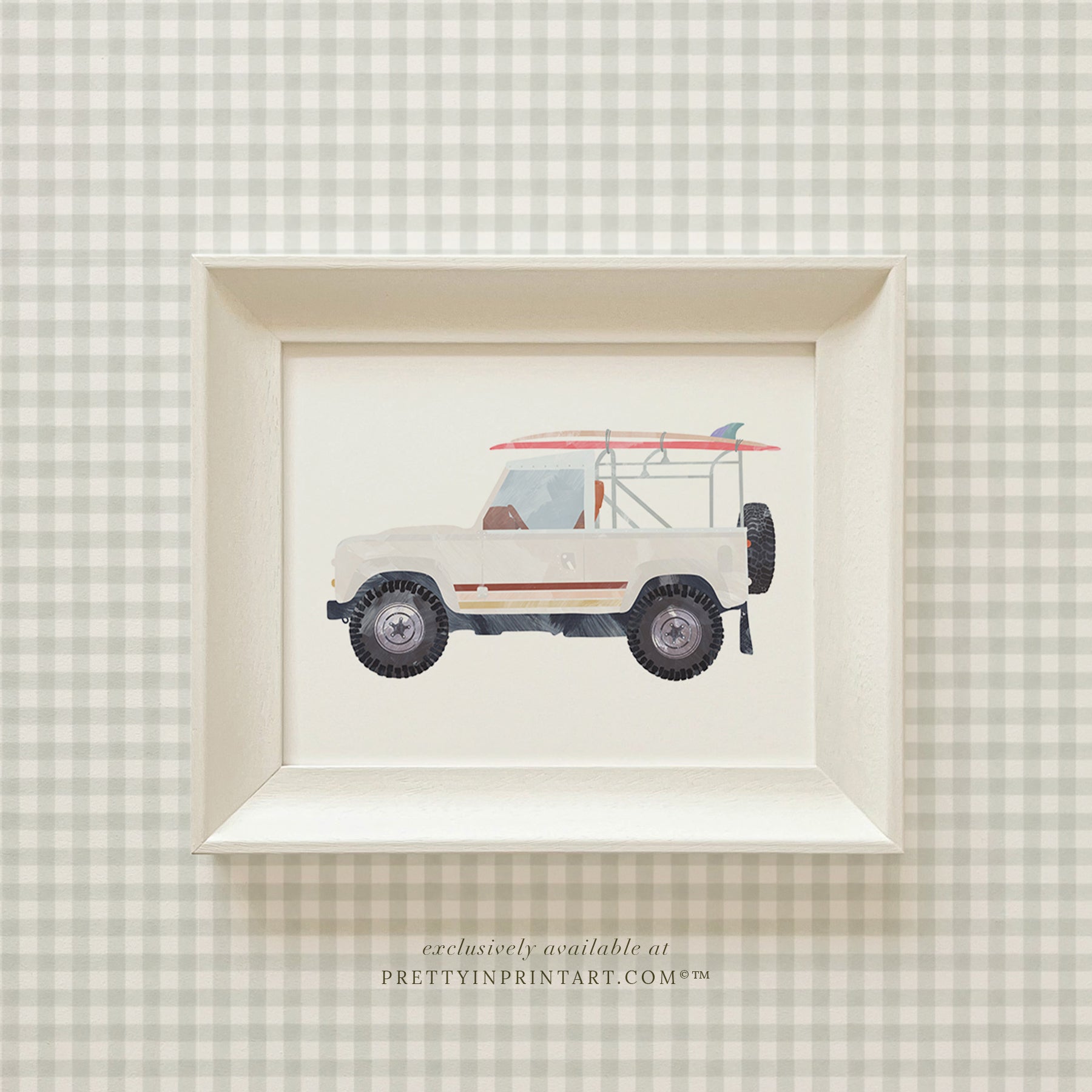 Land Rover Defender Art, White | Framed (Hollyhock Little Greene 00304)