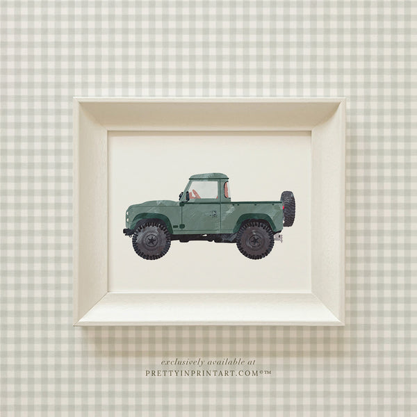 Land Rover Defender Art, Vintage |  Framed (Hollyhock Little Greene 00304)