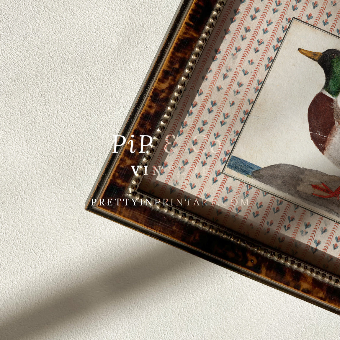 Vintage-style art prints featuring ducks, geese, swans, framed in classic gold or wood frames, perfect for traditional or country-themed vintage nursery, or any room in the home.