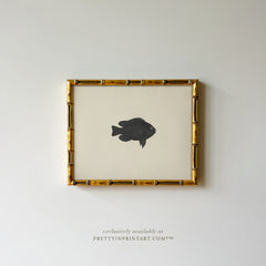 Vintage Fish Art Print 007014 in Gold Bamboo Frame (0178)