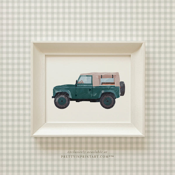 Land Rover Defender Art, Green |  Framed (Hollyhock Little Greene 00304)