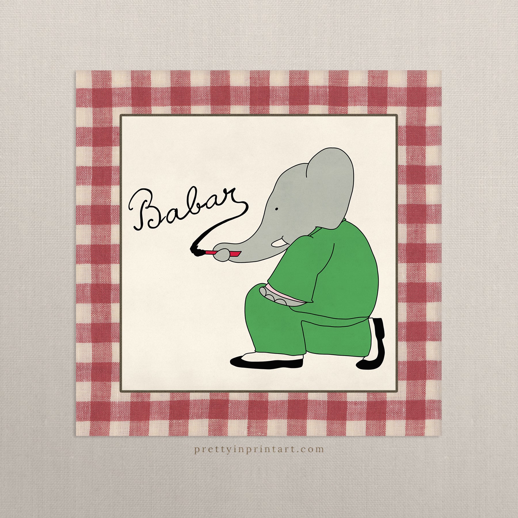 Babar Nursery Art - Babar the Elephant nursery wall art print, Vintage Babar nursery decor for baby’s room, Classic Babar prints for children’s bedrooms