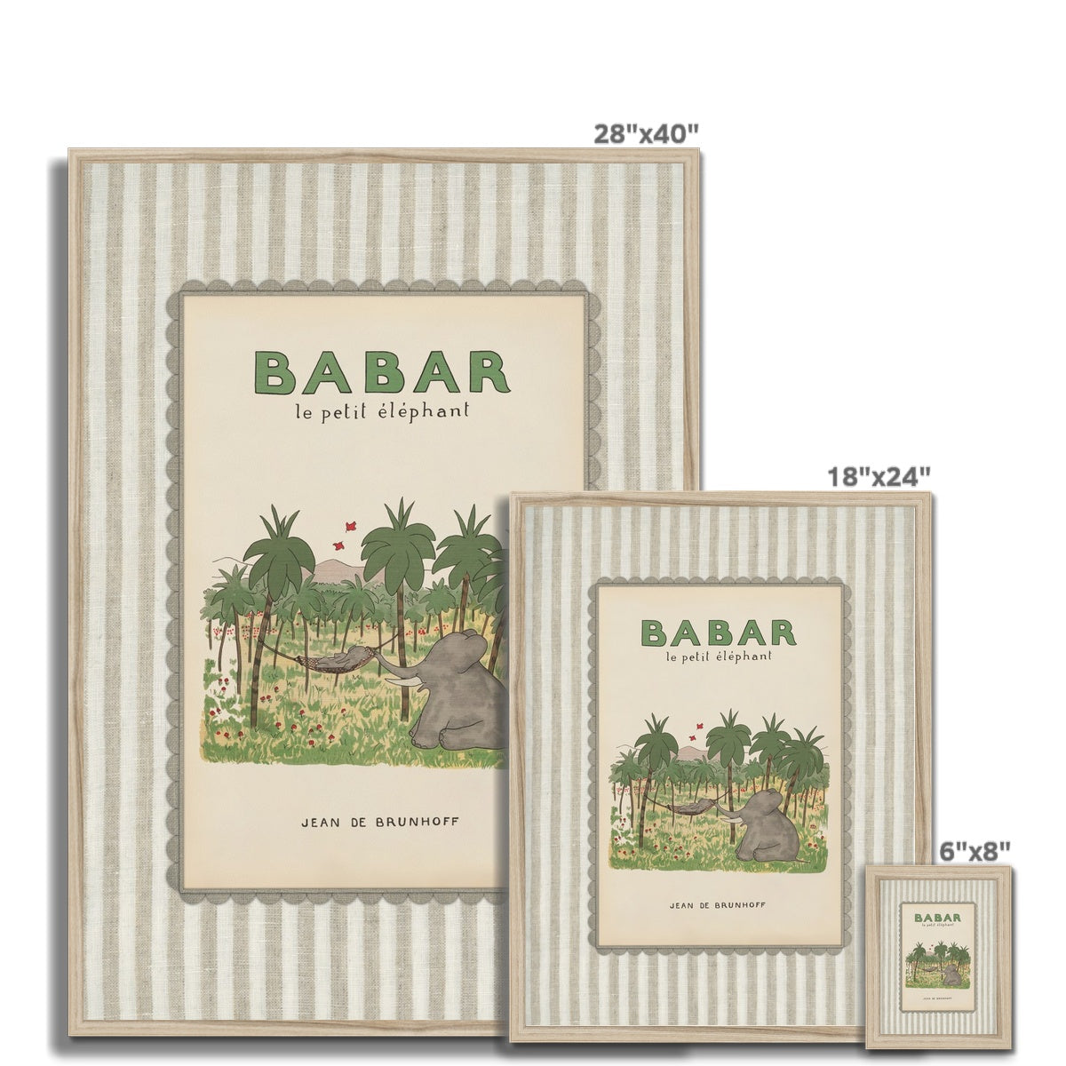 Neutral nursery elephant print – classic Babar wall art