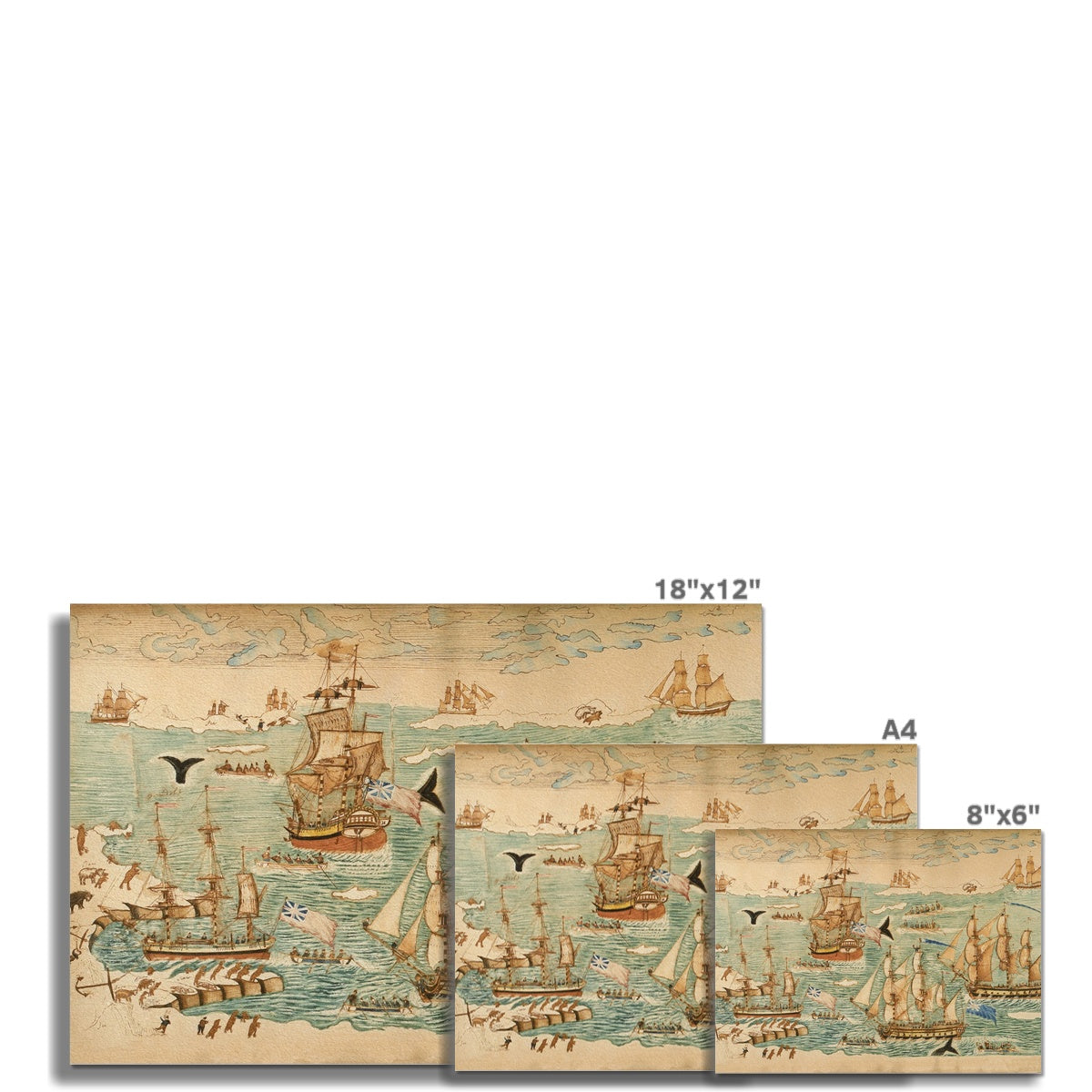 Vintage Ships at Sea Art | Unframed