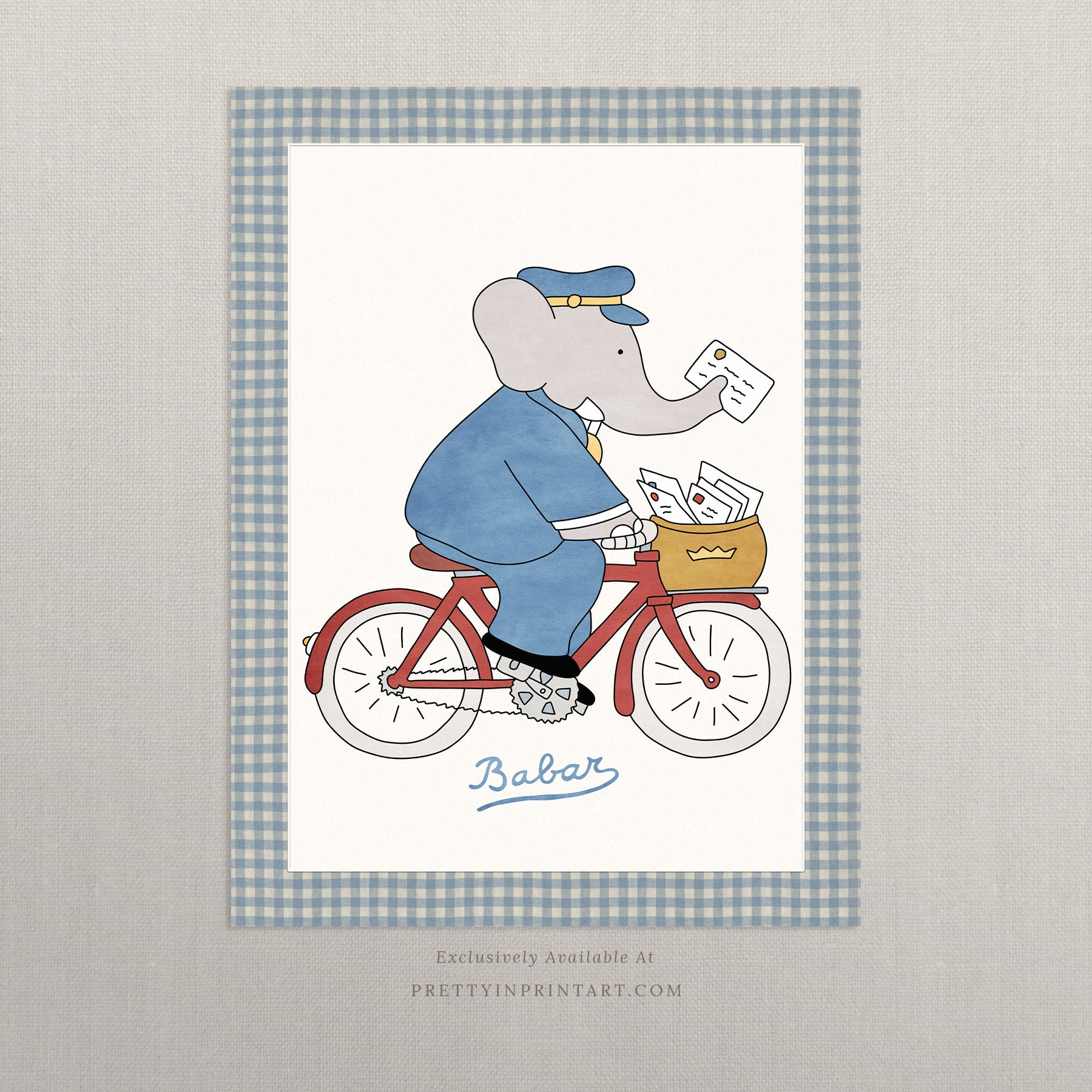 Babar Nursery Art - Babar the Elephant nursery wall art print, Vintage Babar nursery decor for baby’s room, Classic Babar prints for children’s bedrooms