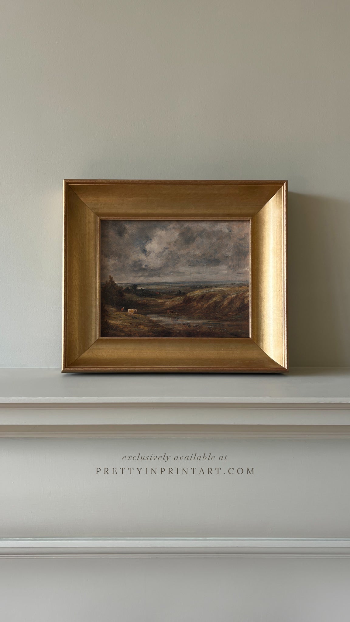 Vintage landscape painting for classic and traditional home decor