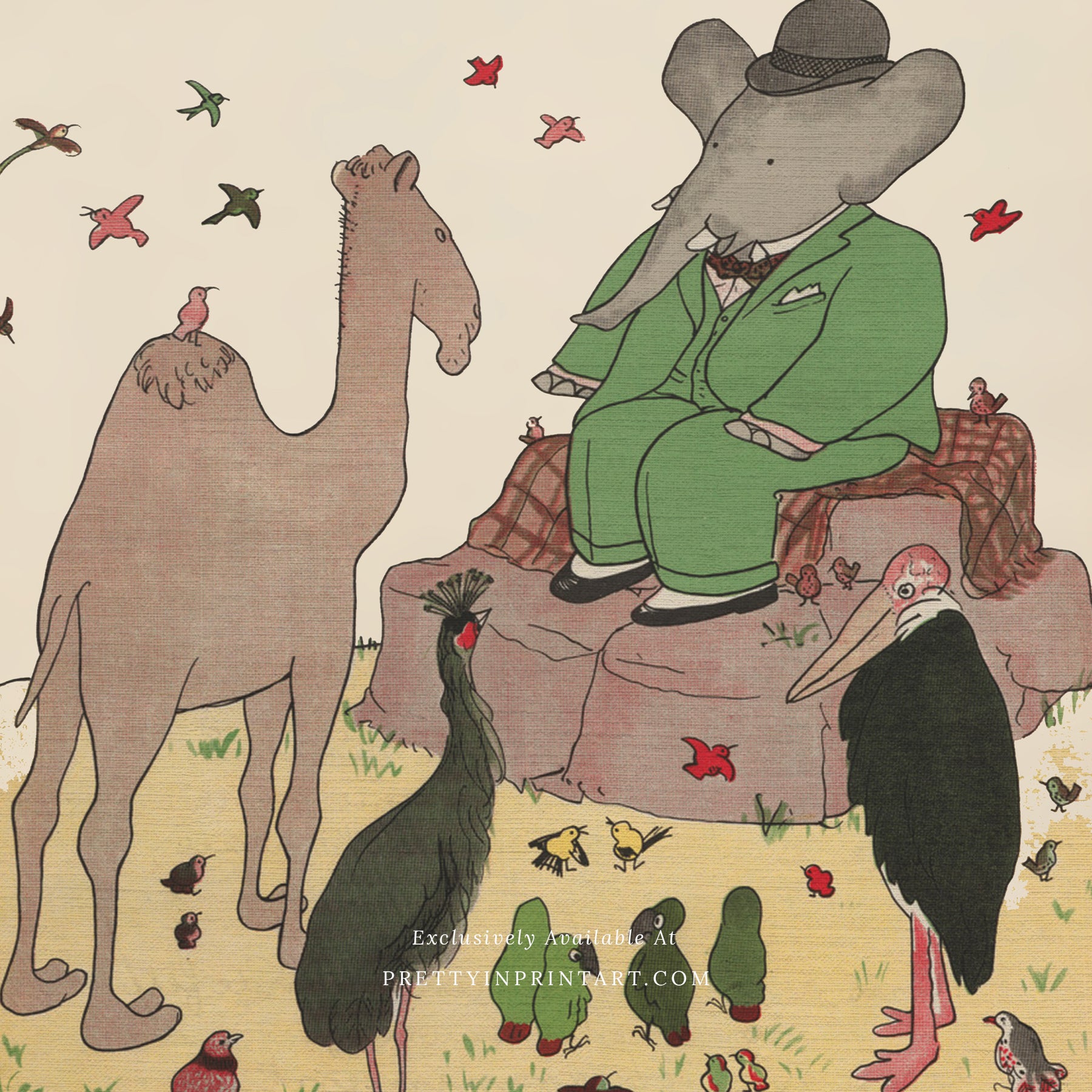Babar Nursery Art - Babar the Elephant nursery wall art print, Vintage Babar nursery decor for baby’s room, Classic Babar prints for children’s bedrooms