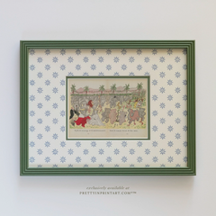 Babar Nursery Art Print in Green Hand Painted Frame | Wallpapered Mount (006)
