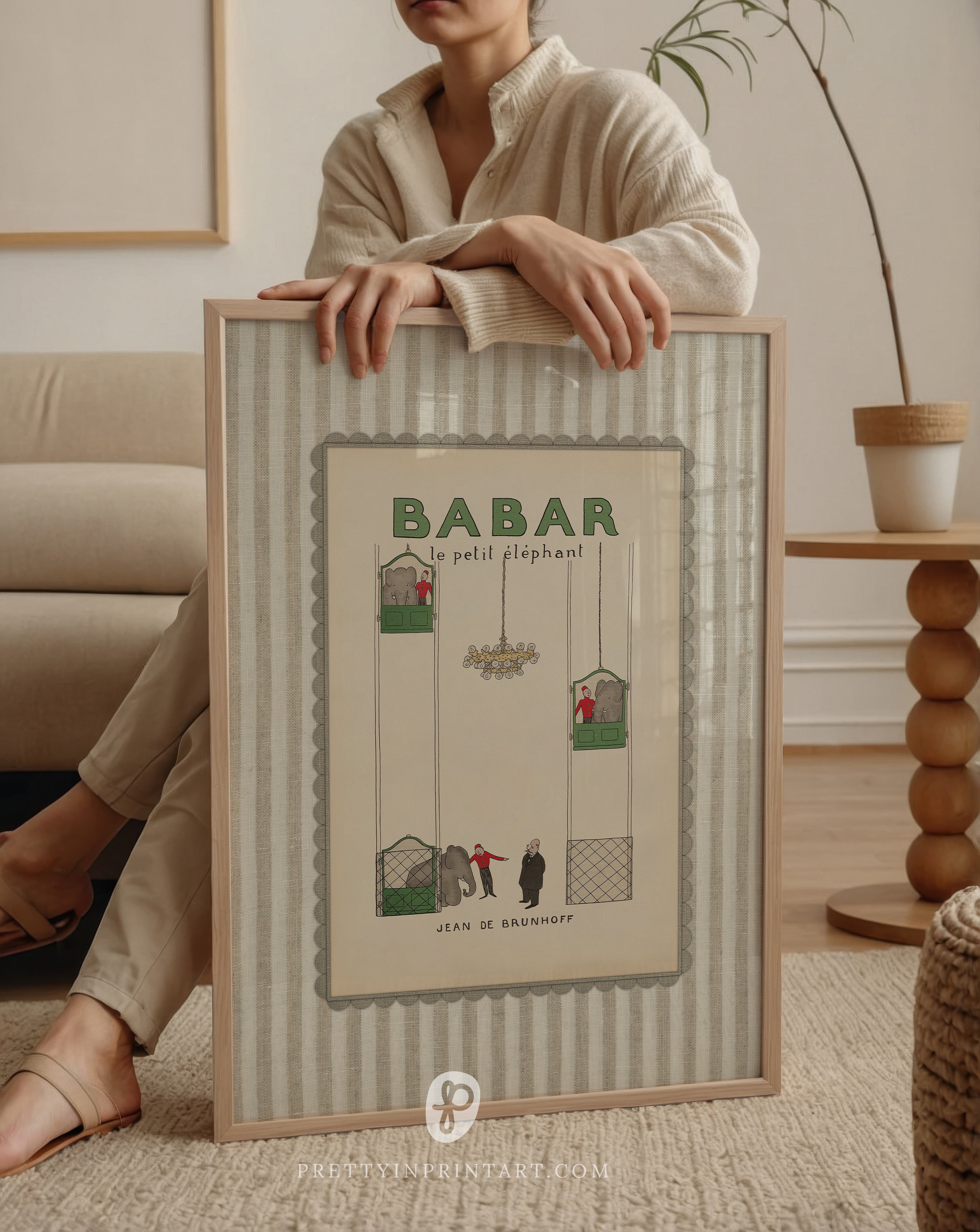 Babar the Elephant classic nursery illustration – framed art