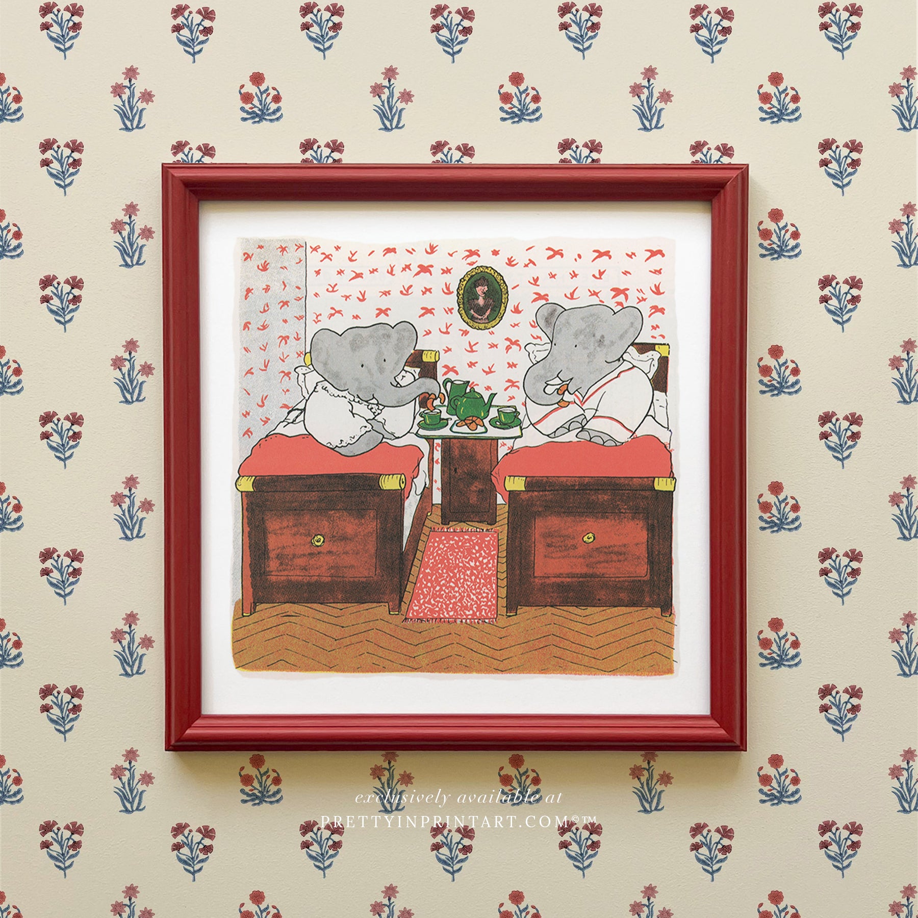 Babar Nursery Art - Babar the Elephant nursery wall art print, Vintage Babar nursery decor for baby’s room, Classic Babar prints for children’s bedrooms
