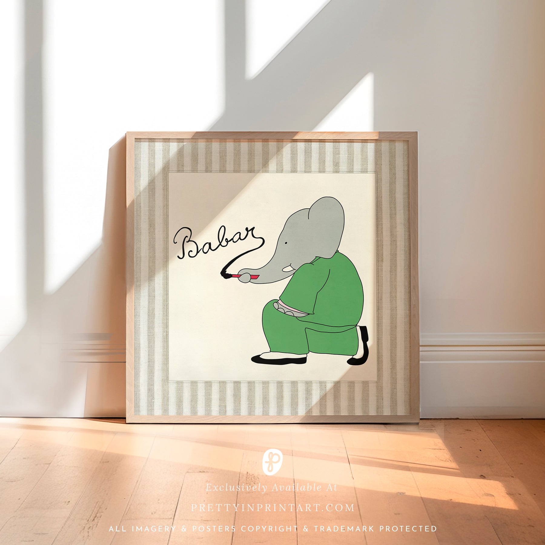 Babar Nursery Art - Babar the Elephant nursery wall art print, Vintage Babar nursery decor for baby’s room, Classic Babar prints for children’s bedrooms