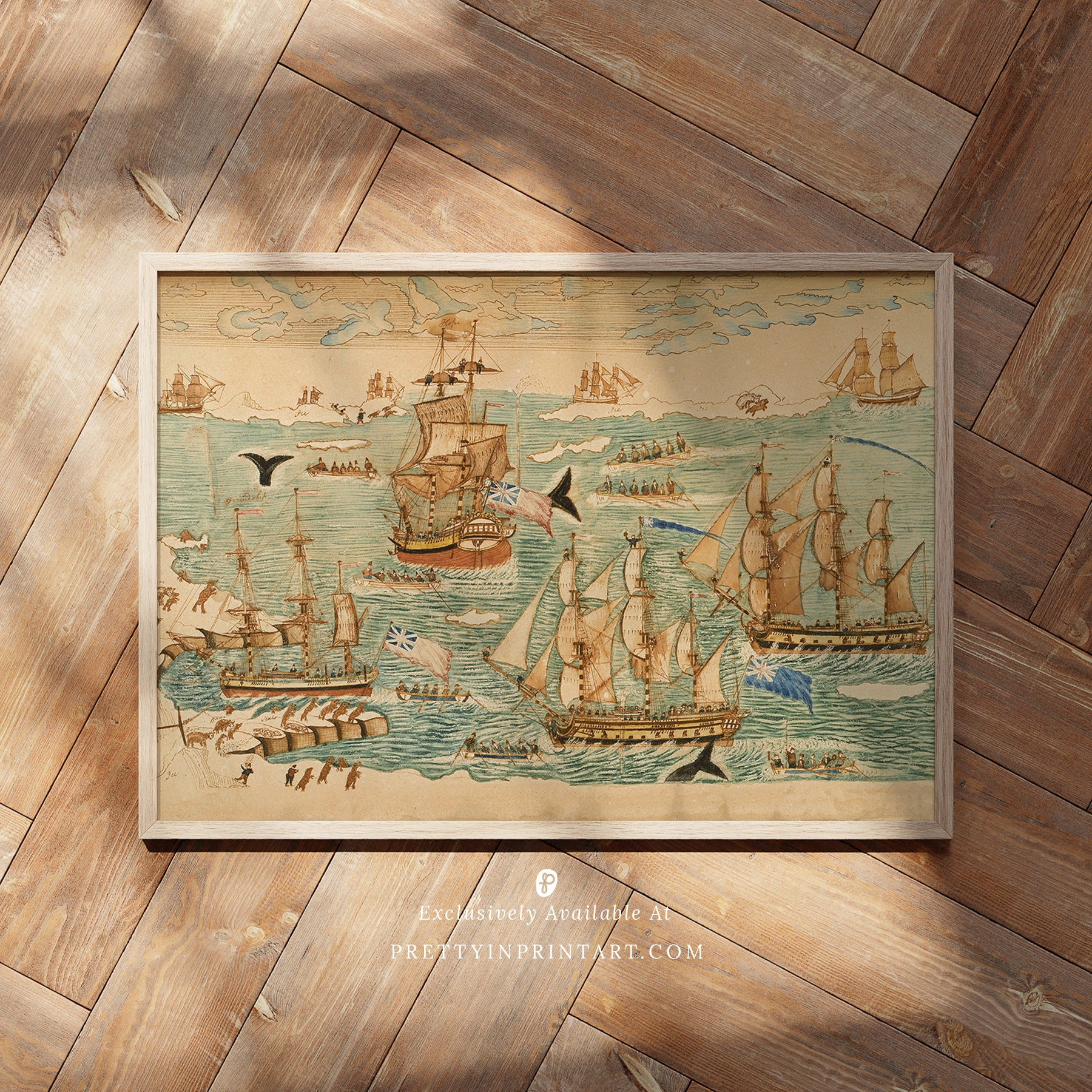 Vintage Ships at Sea Art | Framed Print