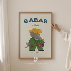 Babar Nursery Art Print - Texas 2 | Framed Print