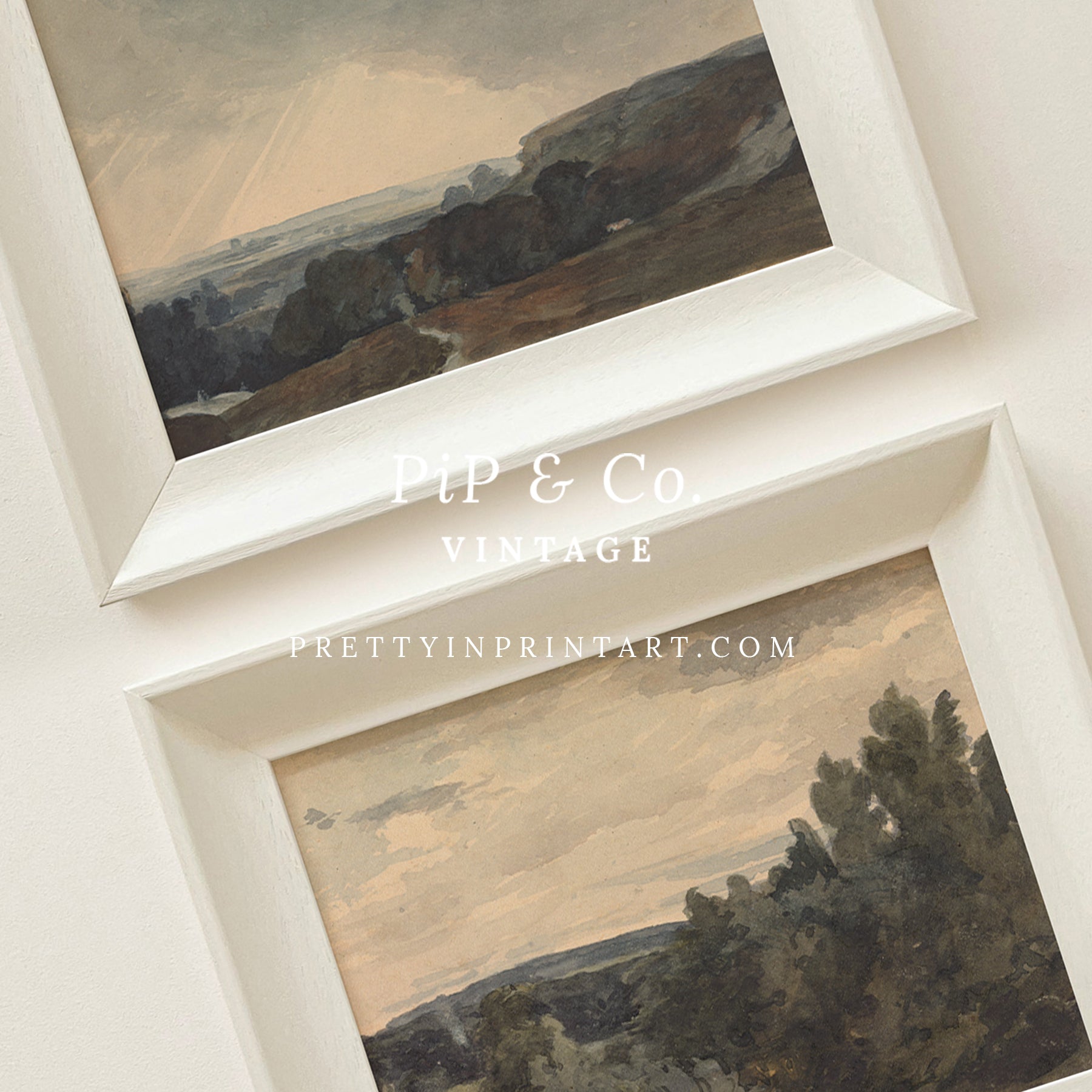 Vintage Landscapes 00520 + 521 | Framed (Hollyhock Little Greene 00304)