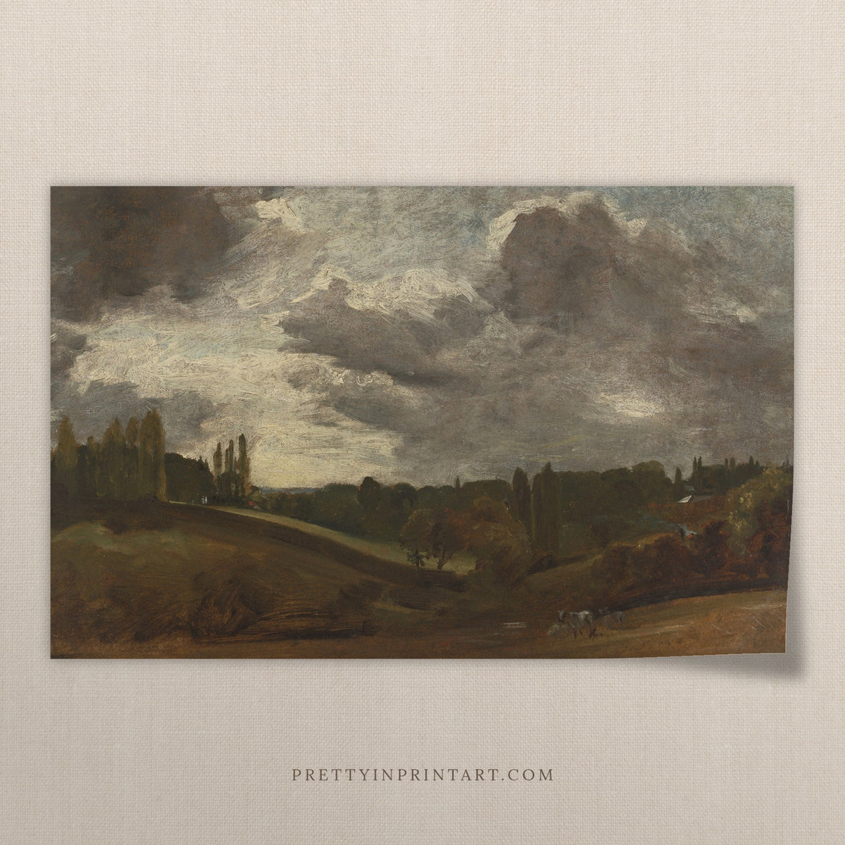 vintage stormy valley landscape art print