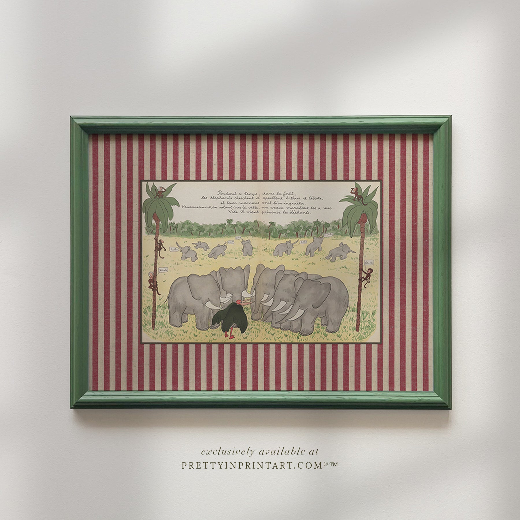 Babar Nursery Art - Babar the Elephant nursery wall art print, Vintage Babar nursery decor for baby’s room, Classic Babar prints for children’s bedrooms