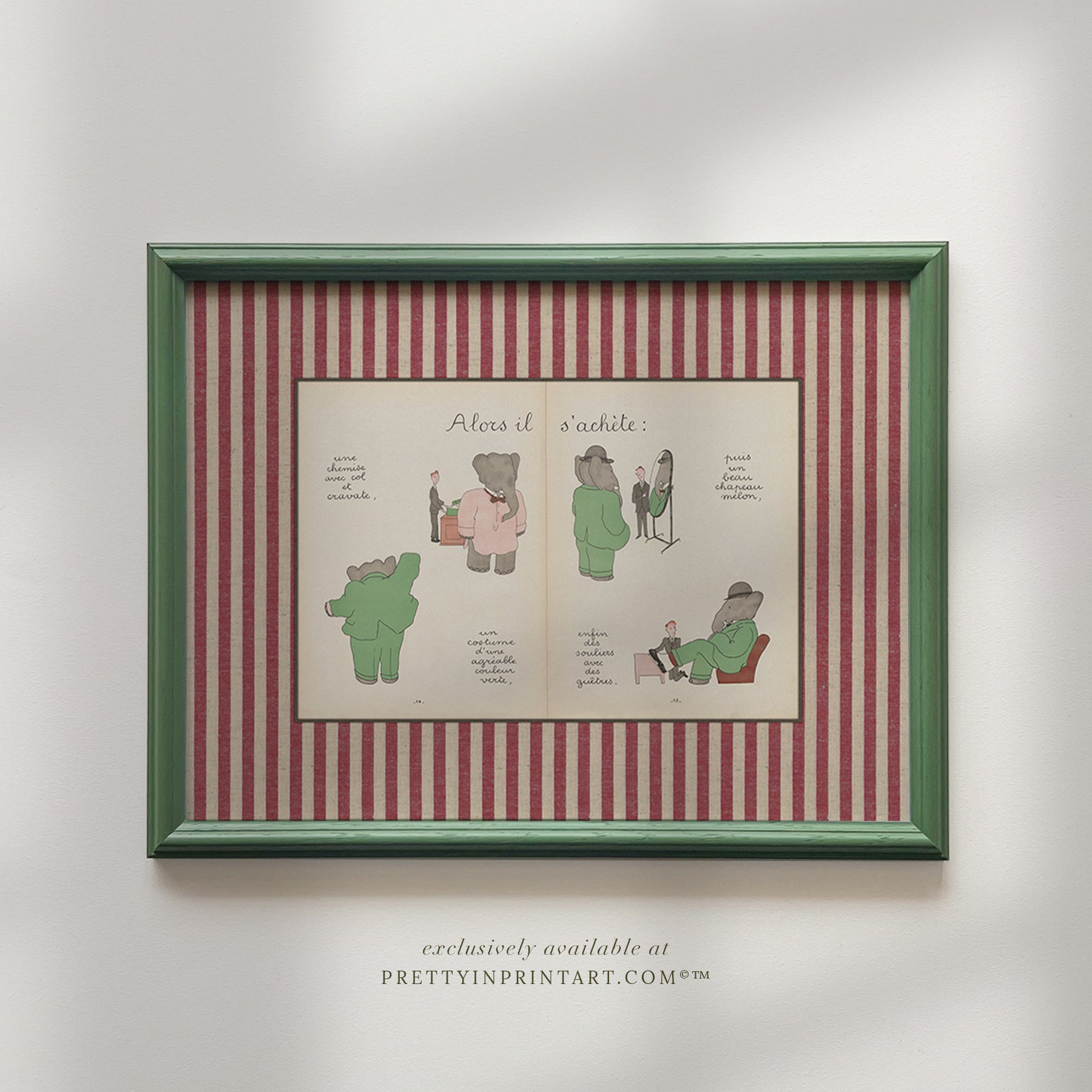 Babar Nursery Art - Babar the Elephant nursery wall art print, Vintage Babar nursery decor for baby’s room, Classic Babar prints for children’s bedrooms