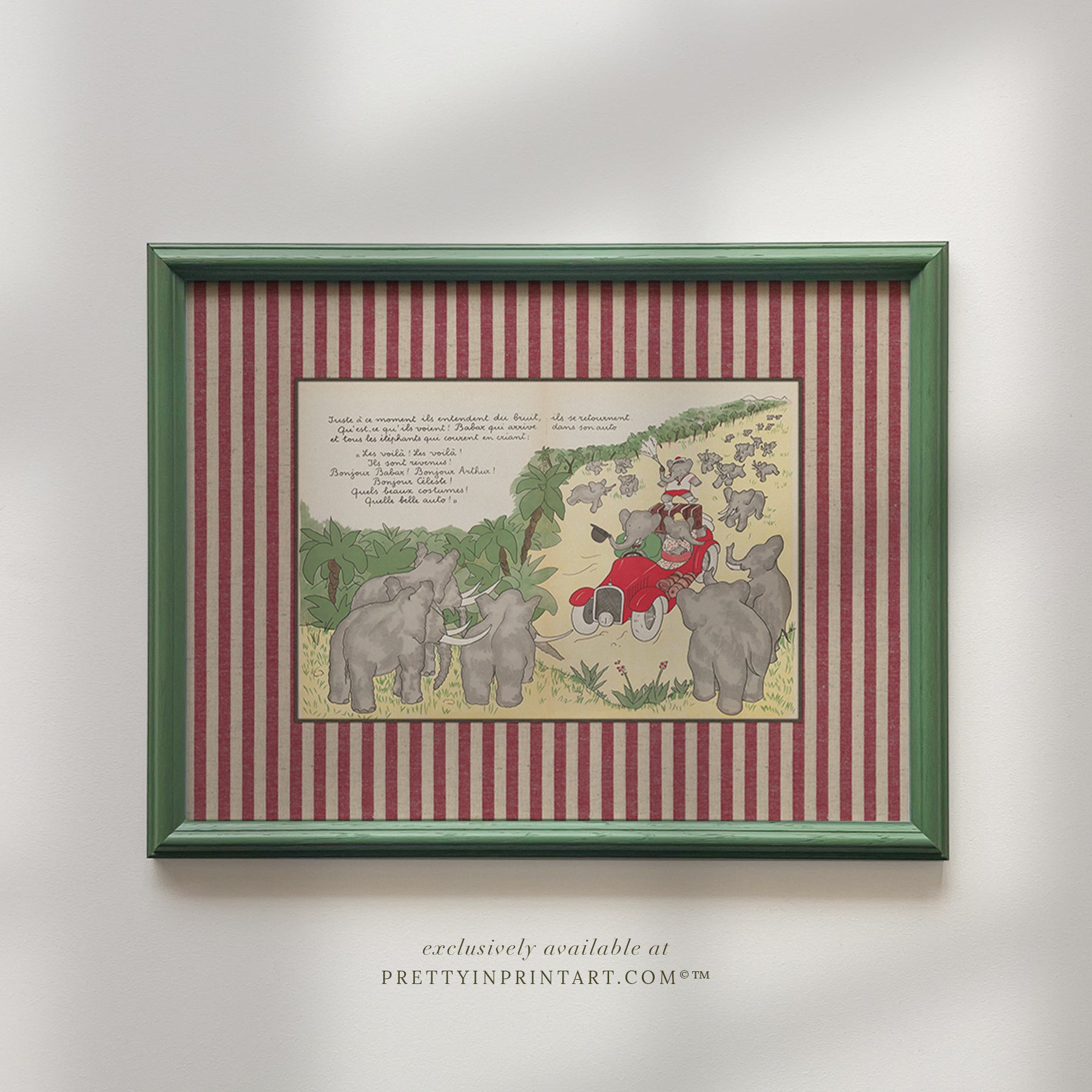 Babar Nursery Art - Babar the Elephant nursery wall art print, Vintage Babar nursery decor for baby’s room, Classic Babar prints for children’s bedrooms
